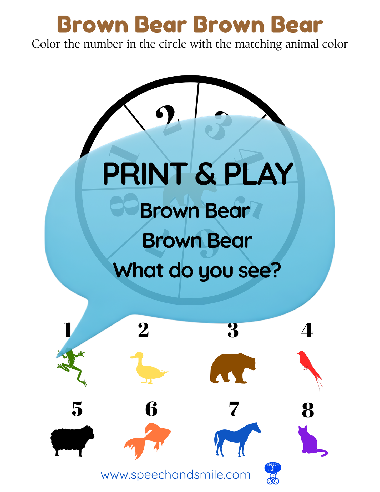 Say and Play Story Kit Book Pack – Brown Bear What do you Hear Companion PRINTABLE ACTIVITIES Instant Download Book Extension
