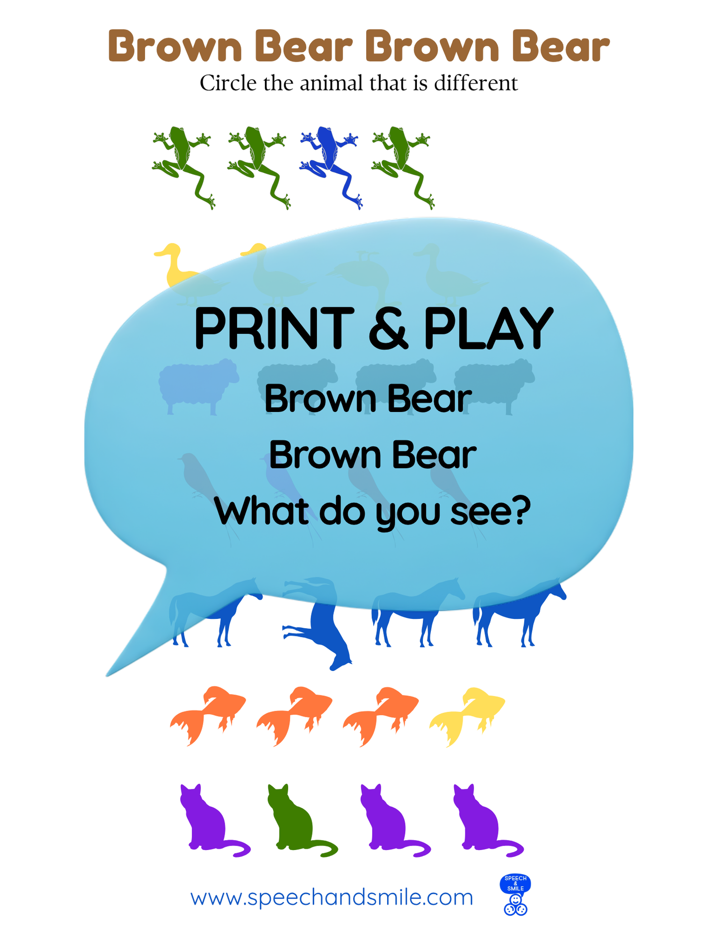 Say and Play Story Kit Book Pack – Brown Bear What do you Hear Companion PRINTABLE ACTIVITIES Instant Download Book Extension