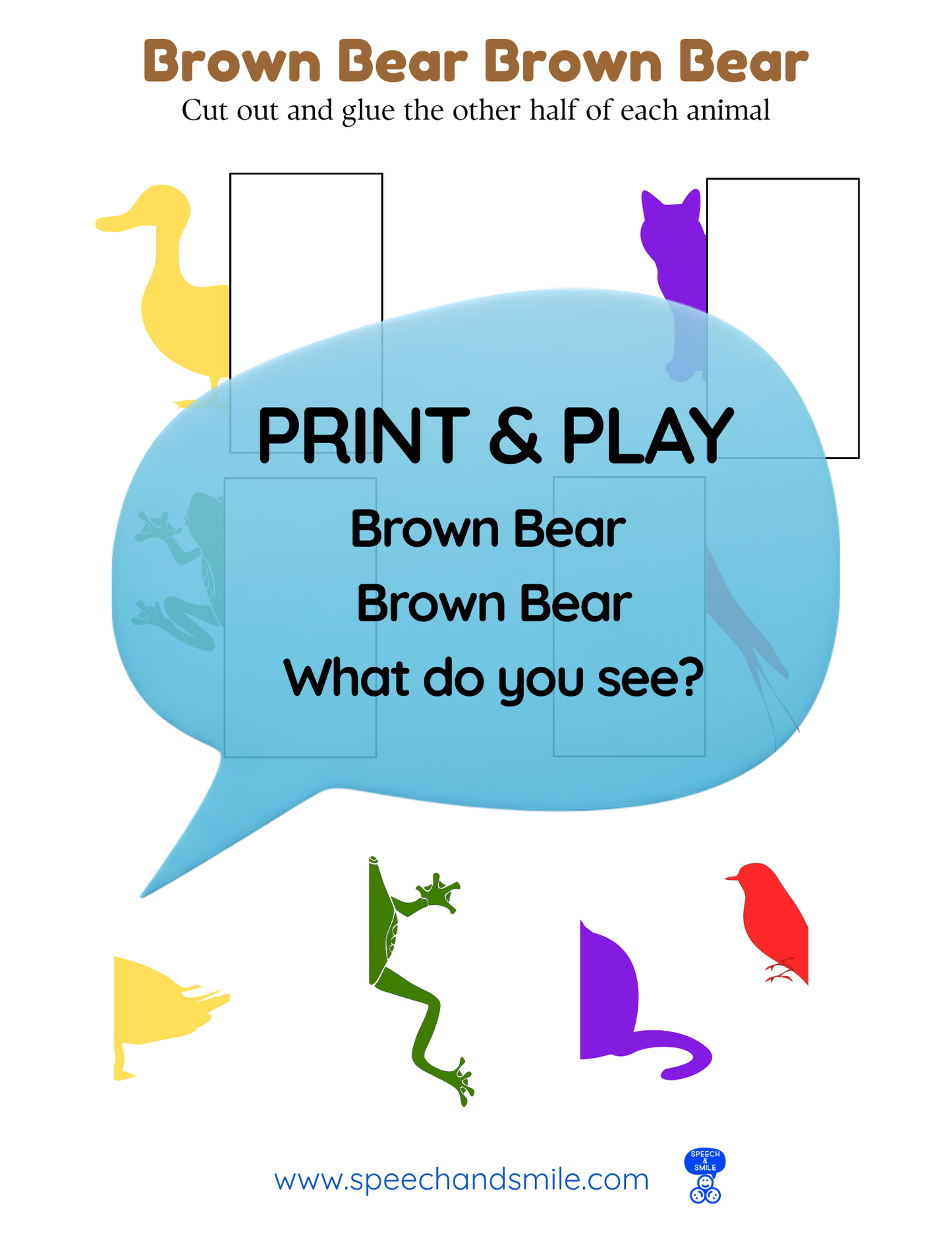 Say and Play Story Kit Book Pack – Brown Bear What do you Hear Companion PRINTABLE ACTIVITIES Instant Download Book Extension