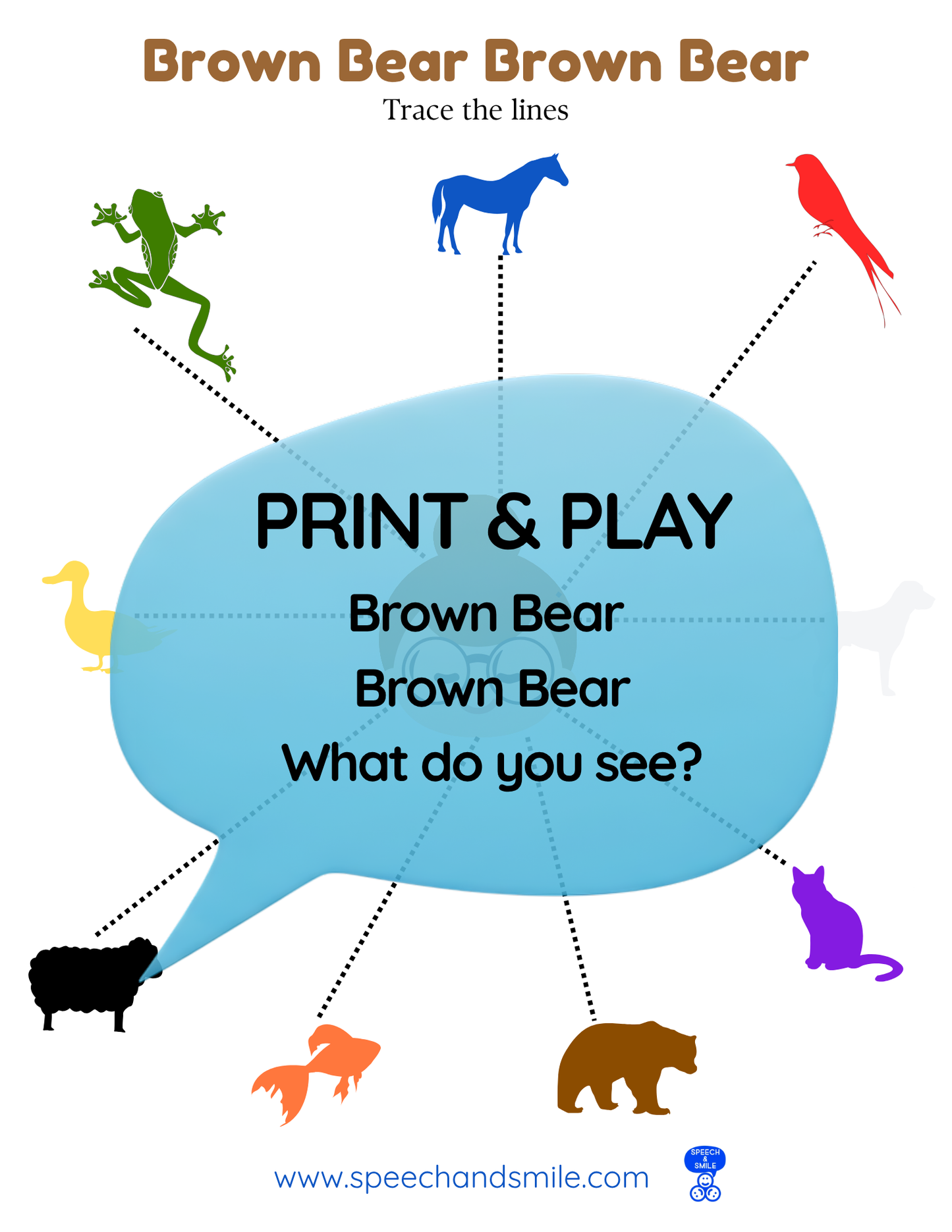Say and Play Story Kit Book Pack – Brown Bear What do you Hear Companion PRINTABLE ACTIVITIES Instant Download Book Extension