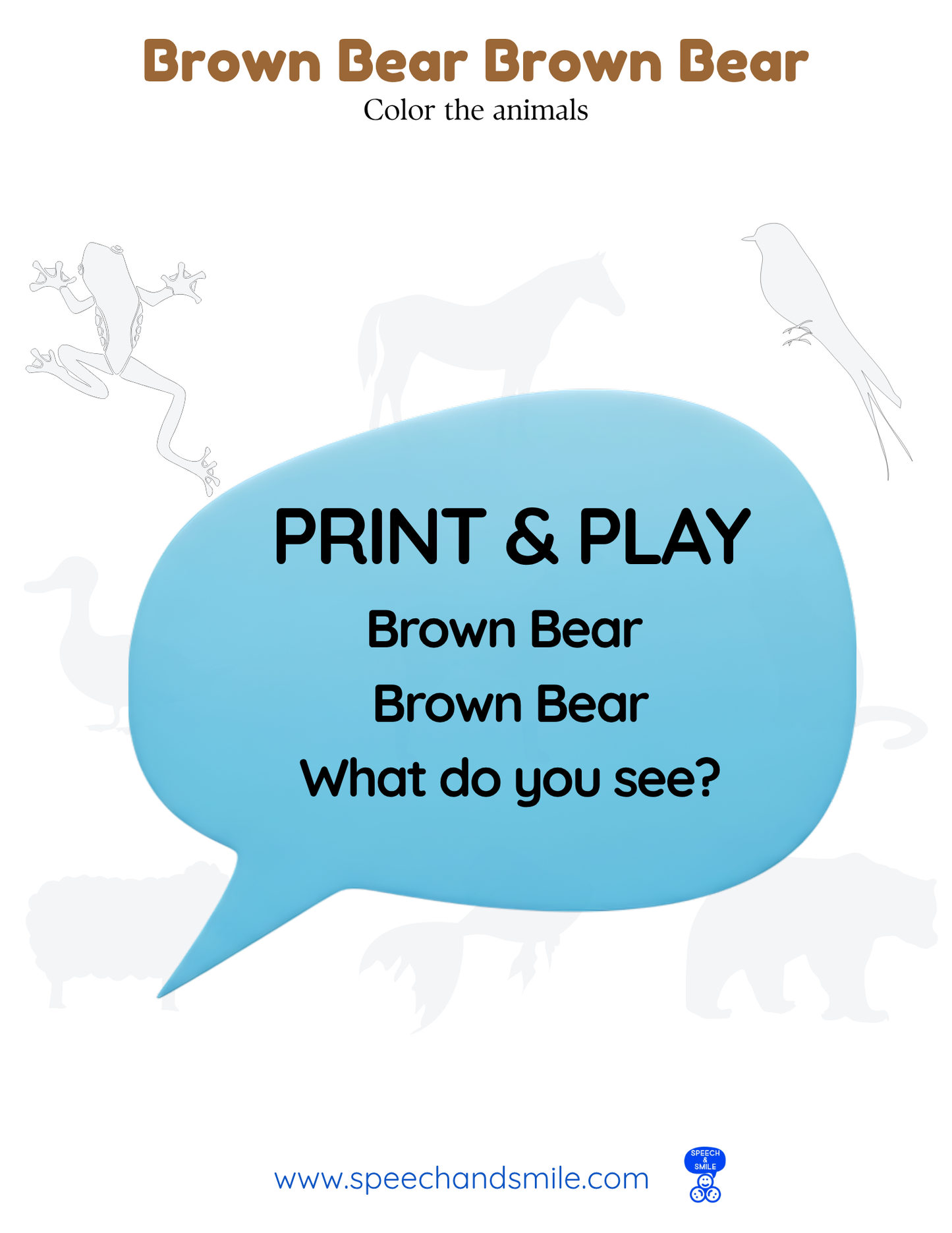 Say and Play Story Kit Book Pack – Brown Bear What do you Hear Companion PRINTABLE ACTIVITIES Instant Download Book Extension