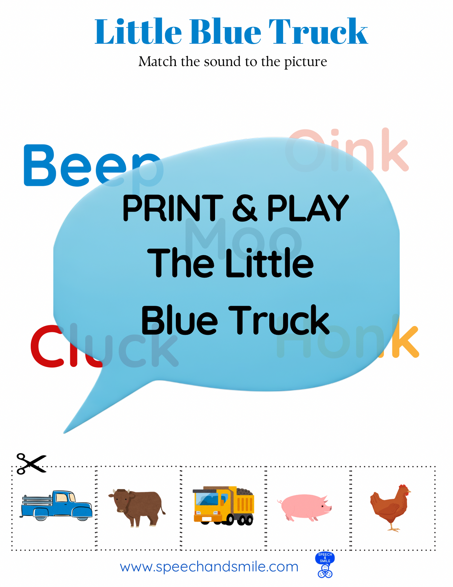 Say and Play Story Kit Companion Pack – Little Blue Truck PRINTABLE ACTIVITIES Speech & Language Instant Download Book Extension