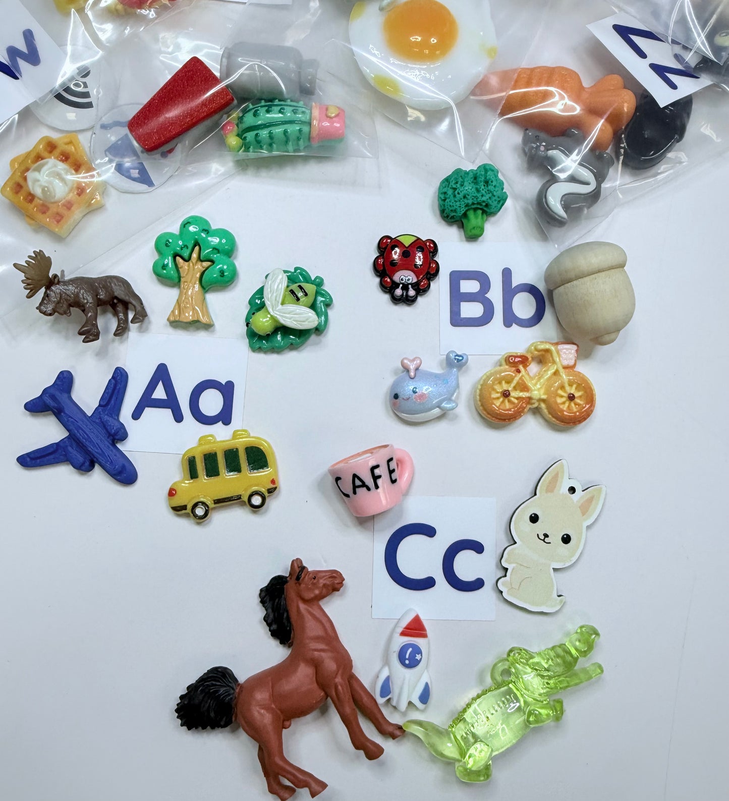 Alphabet Objects Spanish in Bags Spanish Objects Montessori Bilingual SLP mini objects