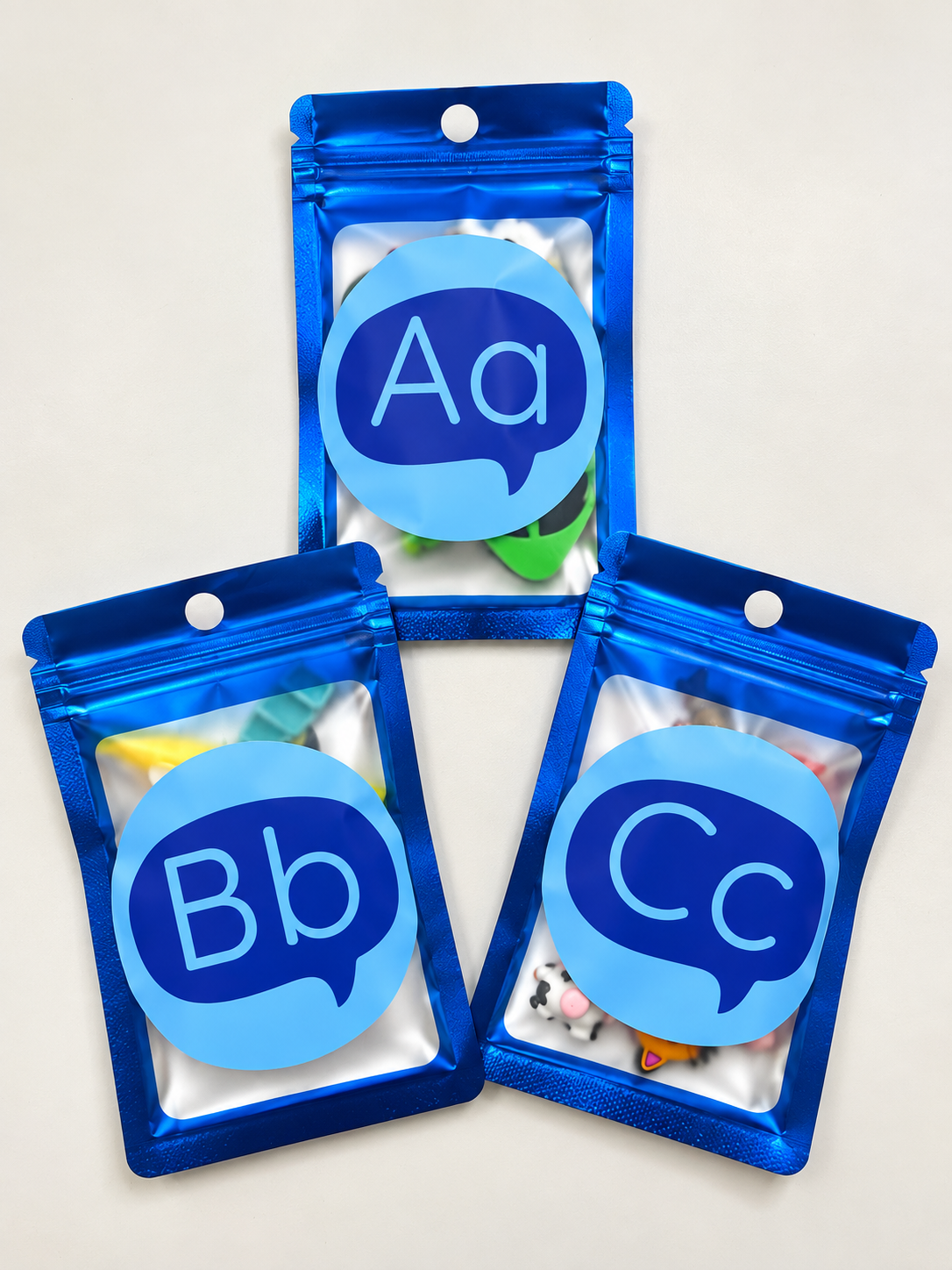 Alphabet Mini Objects – Individual Letter Set | 7 Objects + Double-Sided Sound Cue Card | Speech Therapy & Phonics