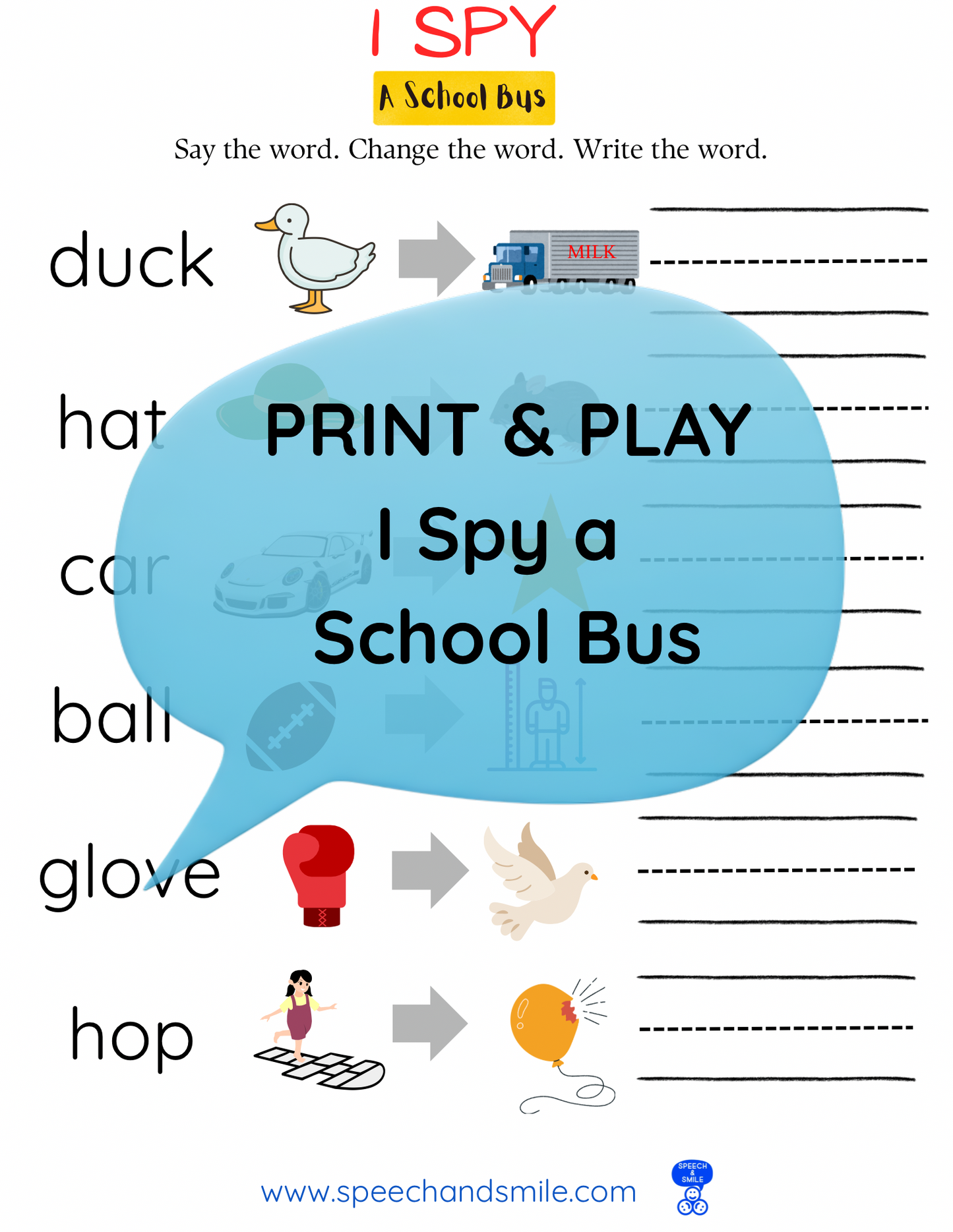 I Spy a School Bus Book Printable Activities Instant Download - Extension Story Kit - Companion Pack