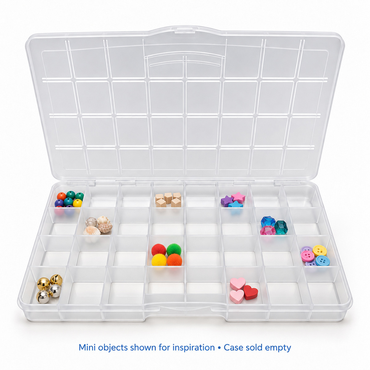 Clear 32-Compartment Organizer Case | Snap-Close Storage Box - DIY Craft Set