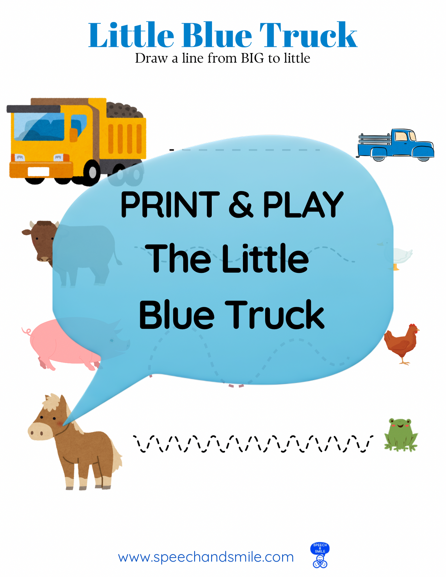 Say and Play Story Kit Companion Pack – Little Blue Truck PRINTABLE ACTIVITIES Speech & Language Instant Download Book Extension