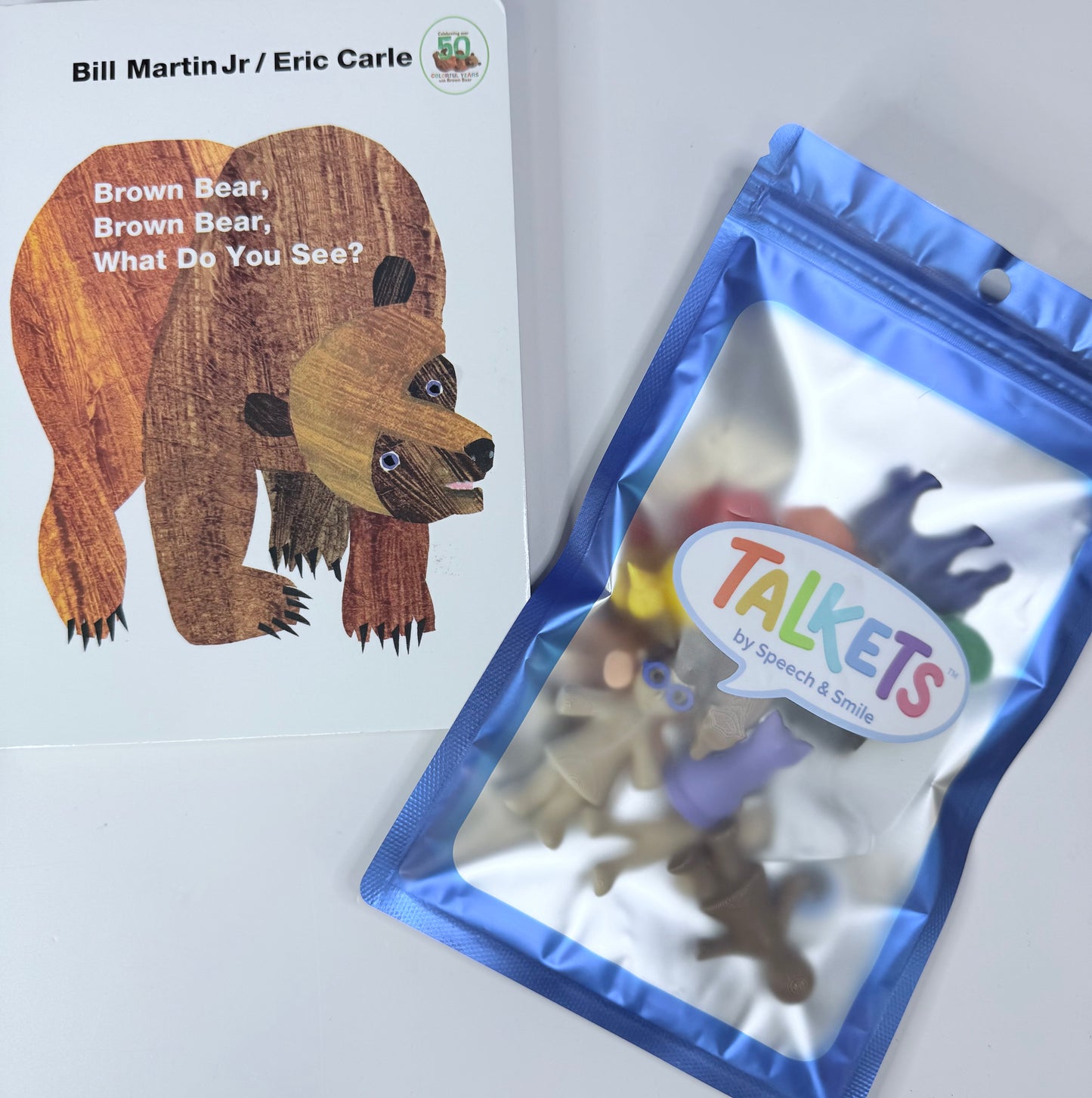 Brown Bear Story Prop Set | Mini Animal Story Objects | Speech Therapy Story Retell Props Talkets™ Mini Objects