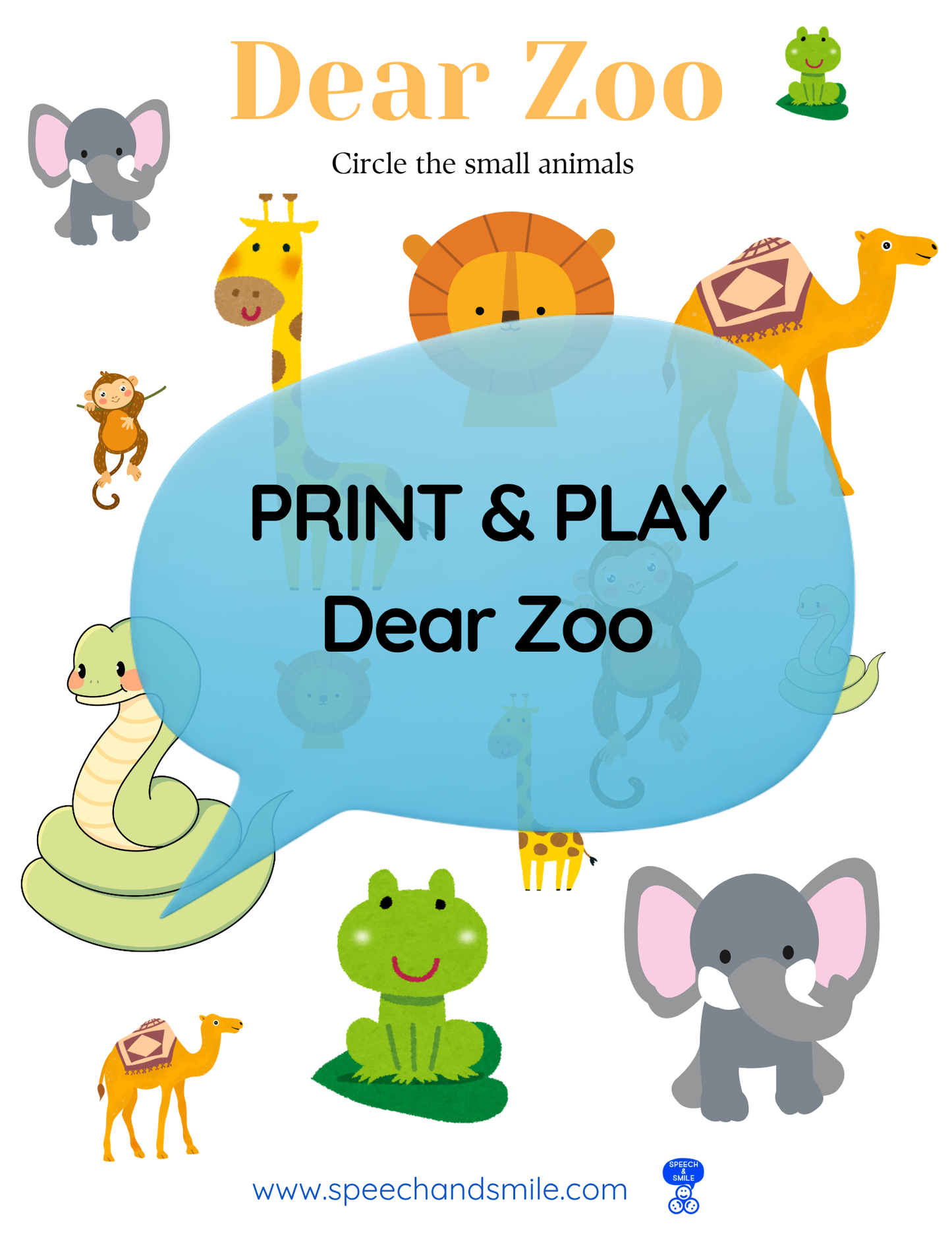 Say and Play Story Kit Companion Pack - Dear Zoo PRINTABLE ACTIVITIES Instant Download Book Extension