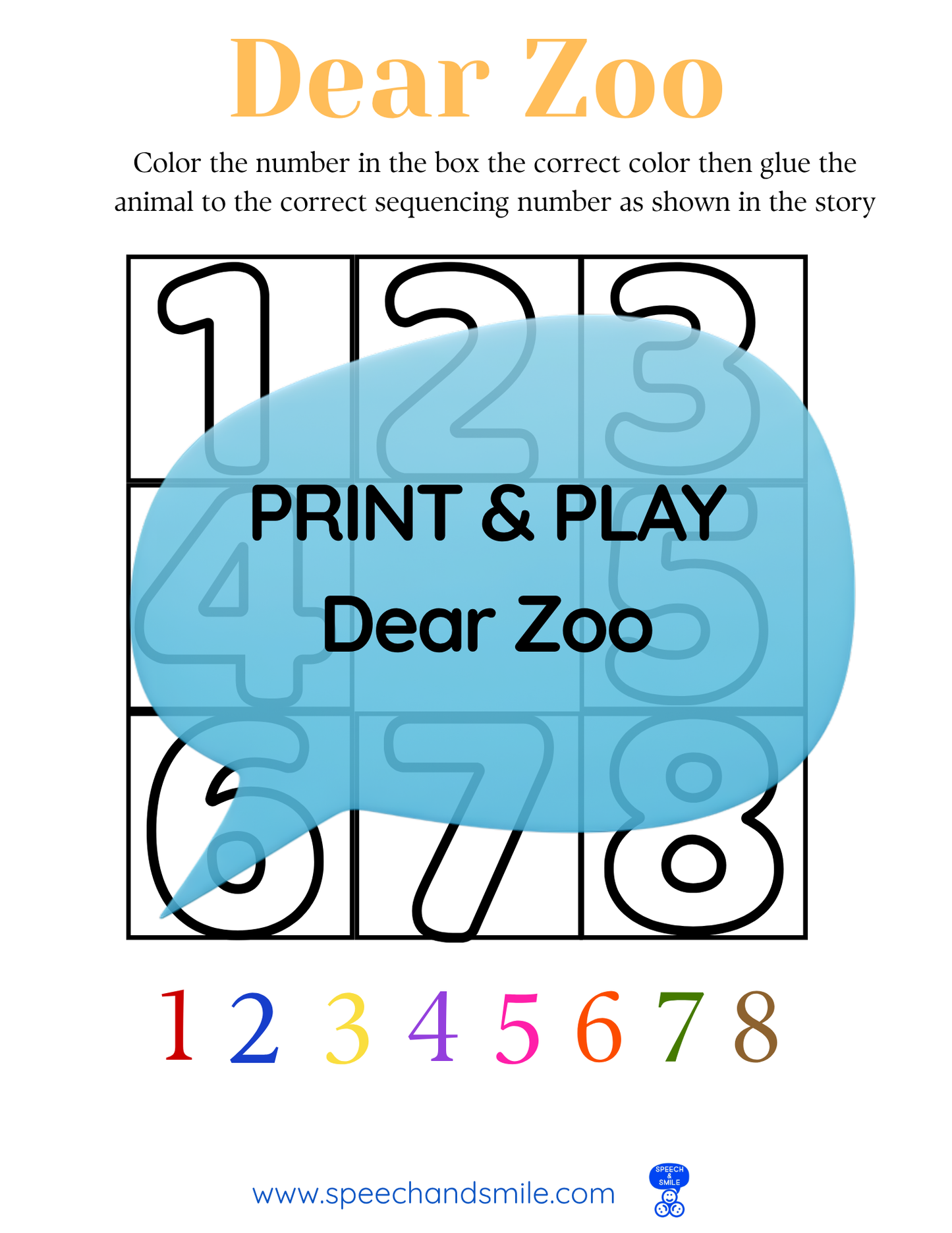 Say and Play Story Kit Companion Pack - Dear Zoo PRINTABLE ACTIVITIES Instant Download Book Extension