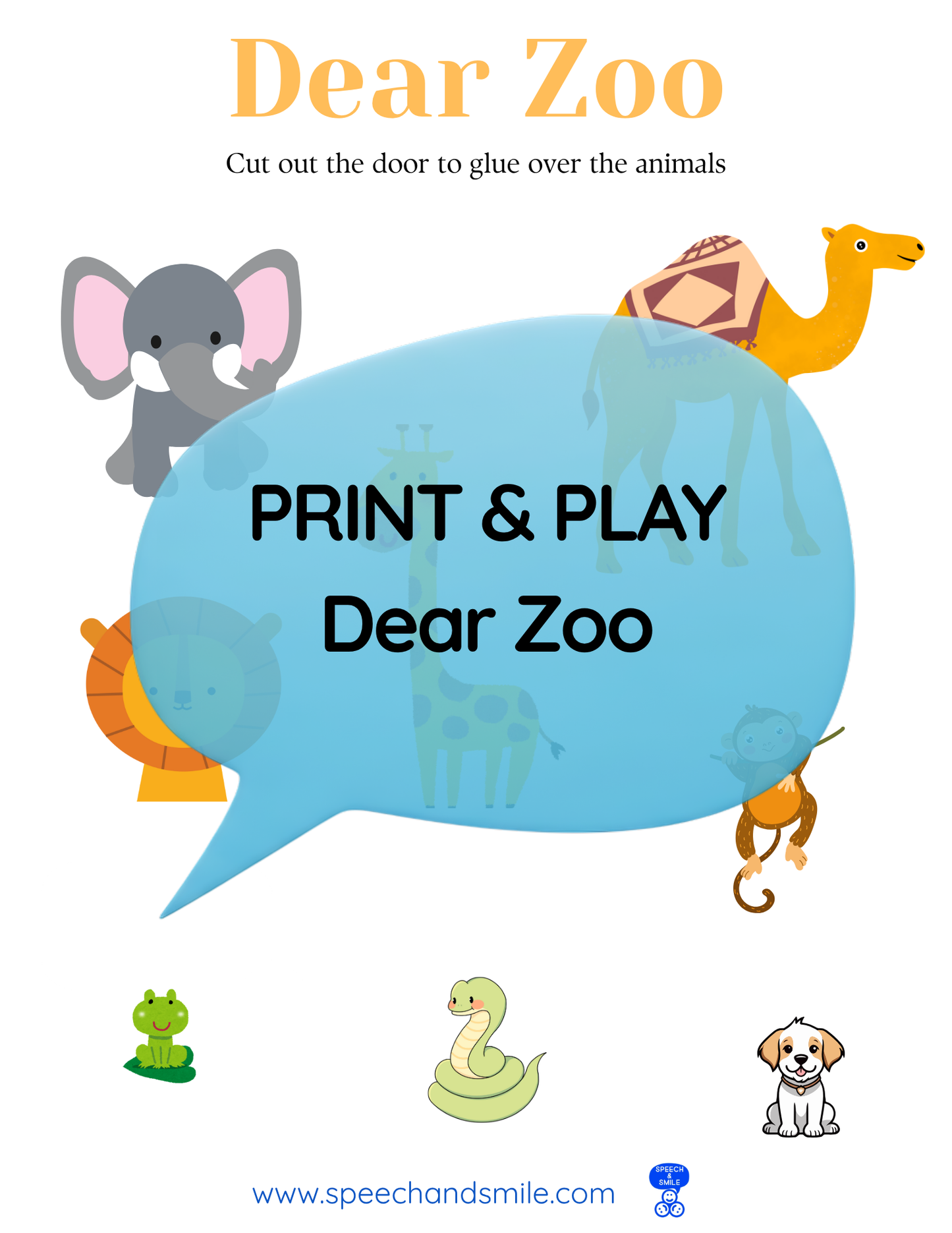 Say and Play Story Kit Companion Pack - Dear Zoo PRINTABLE ACTIVITIES Instant Download Book Extension