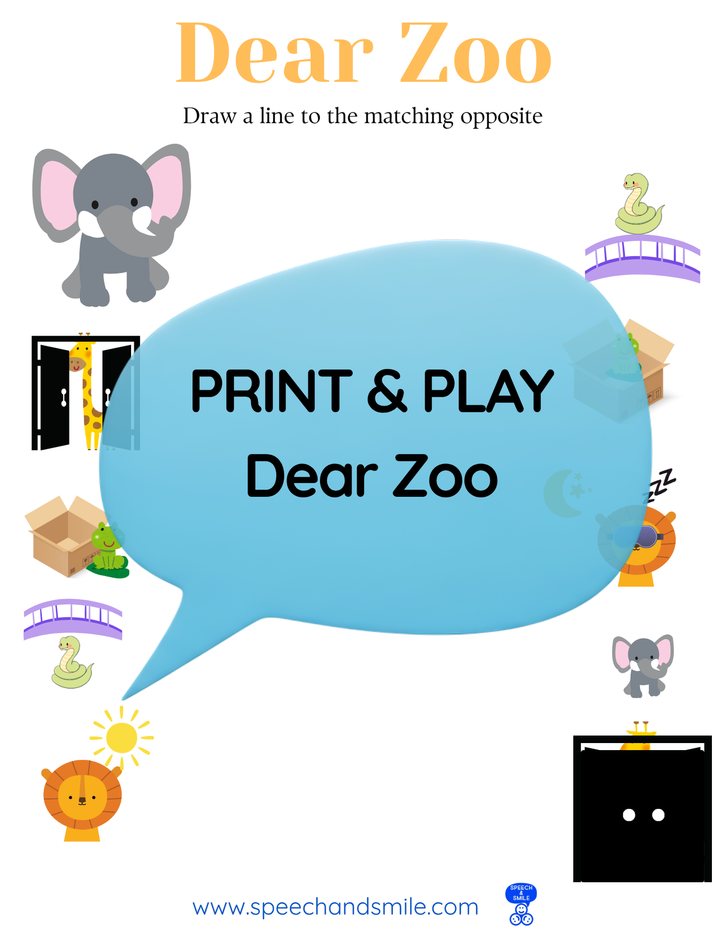 Say and Play Story Kit Companion Pack - Dear Zoo PRINTABLE ACTIVITIES Instant Download Book Extension