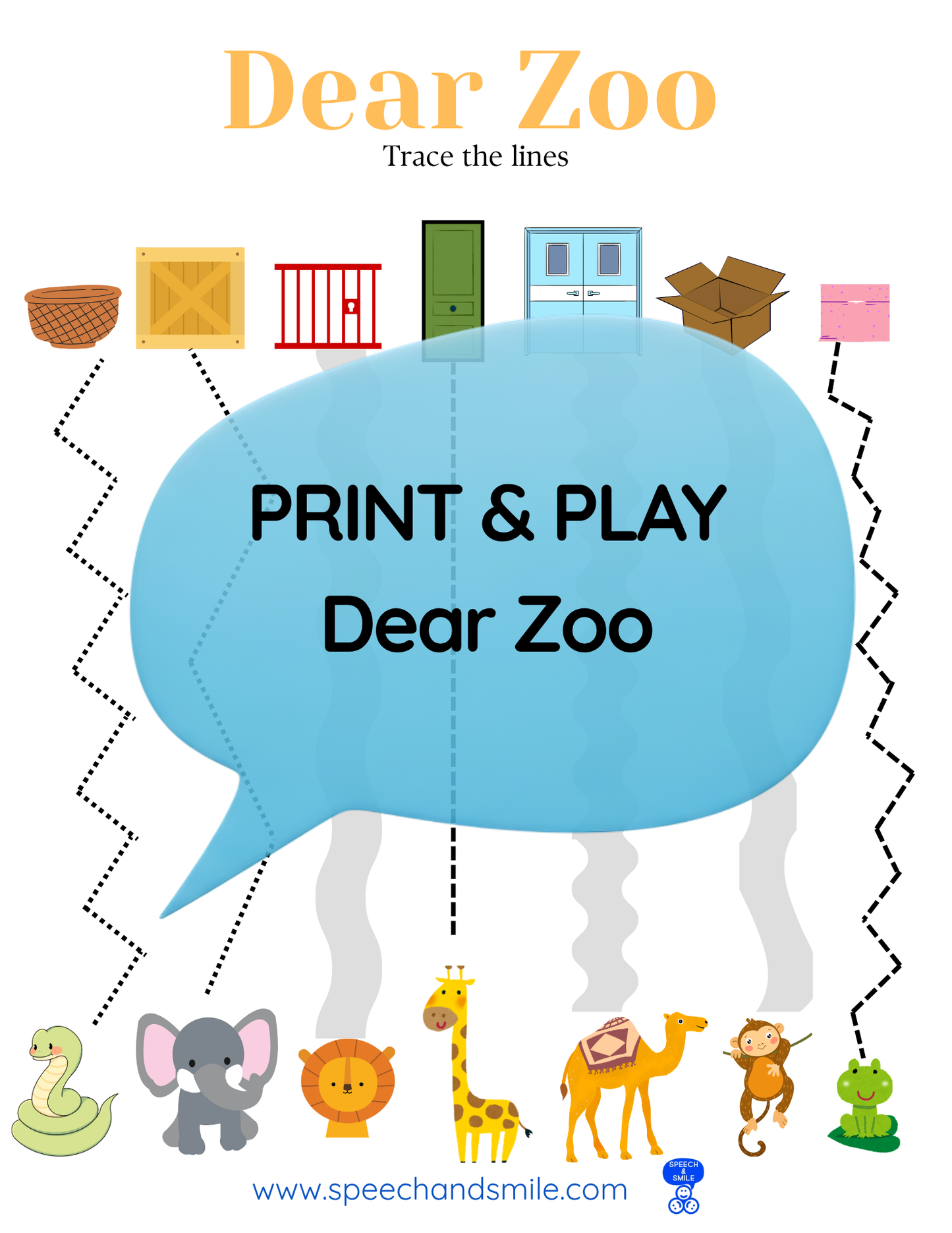 Say and Play Story Kit Companion Pack - Dear Zoo PRINTABLE ACTIVITIES Instant Download Book Extension