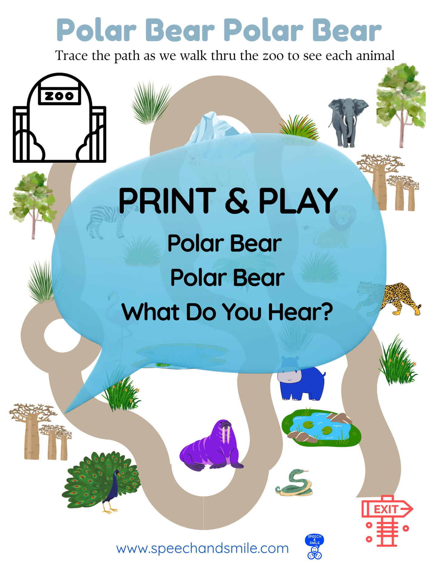 Say and Play Story Kit Companion Pack – Polar Bear Polar Bear What do you Hear? PRINTABLE ACTIVITIES Instant Download Book Extension