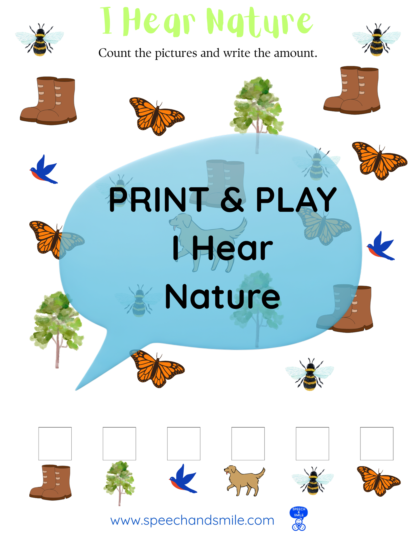 Say and Play Story Kit Companion Pack – I Hear Nature PRINTABLE ACTIVITIES Instant Download Book Extension