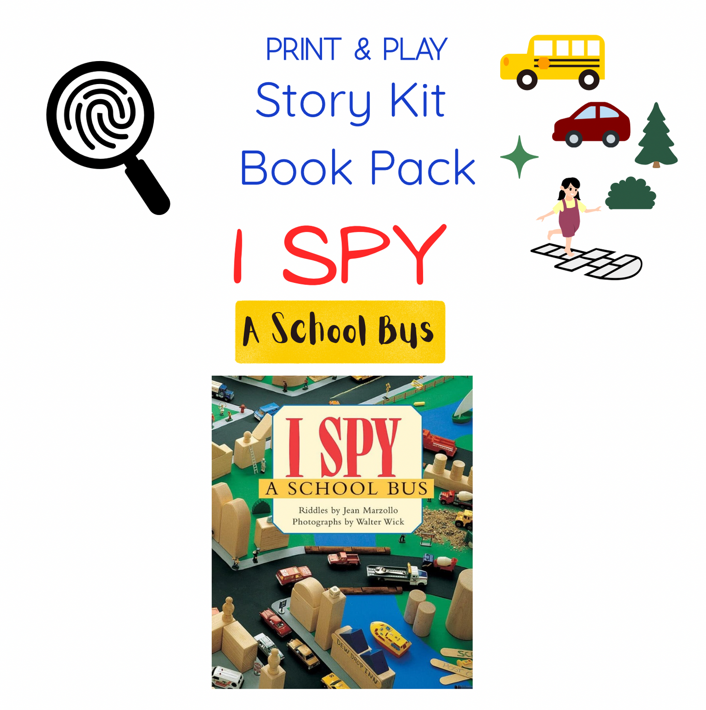 I Spy a School Bus Book Printable Activities Instant Download - Extension Story Kit - Companion Pack