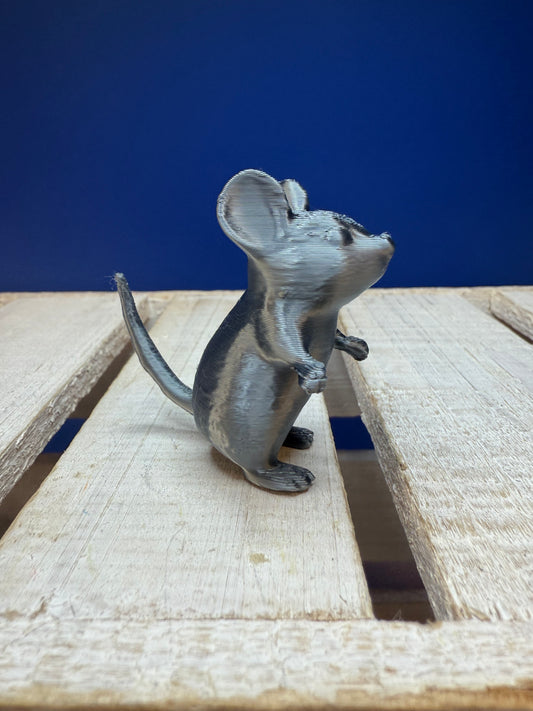 Miniature grey mouse rat figurine - perfect for pretend in a playroom - or sound box objects  - story prop