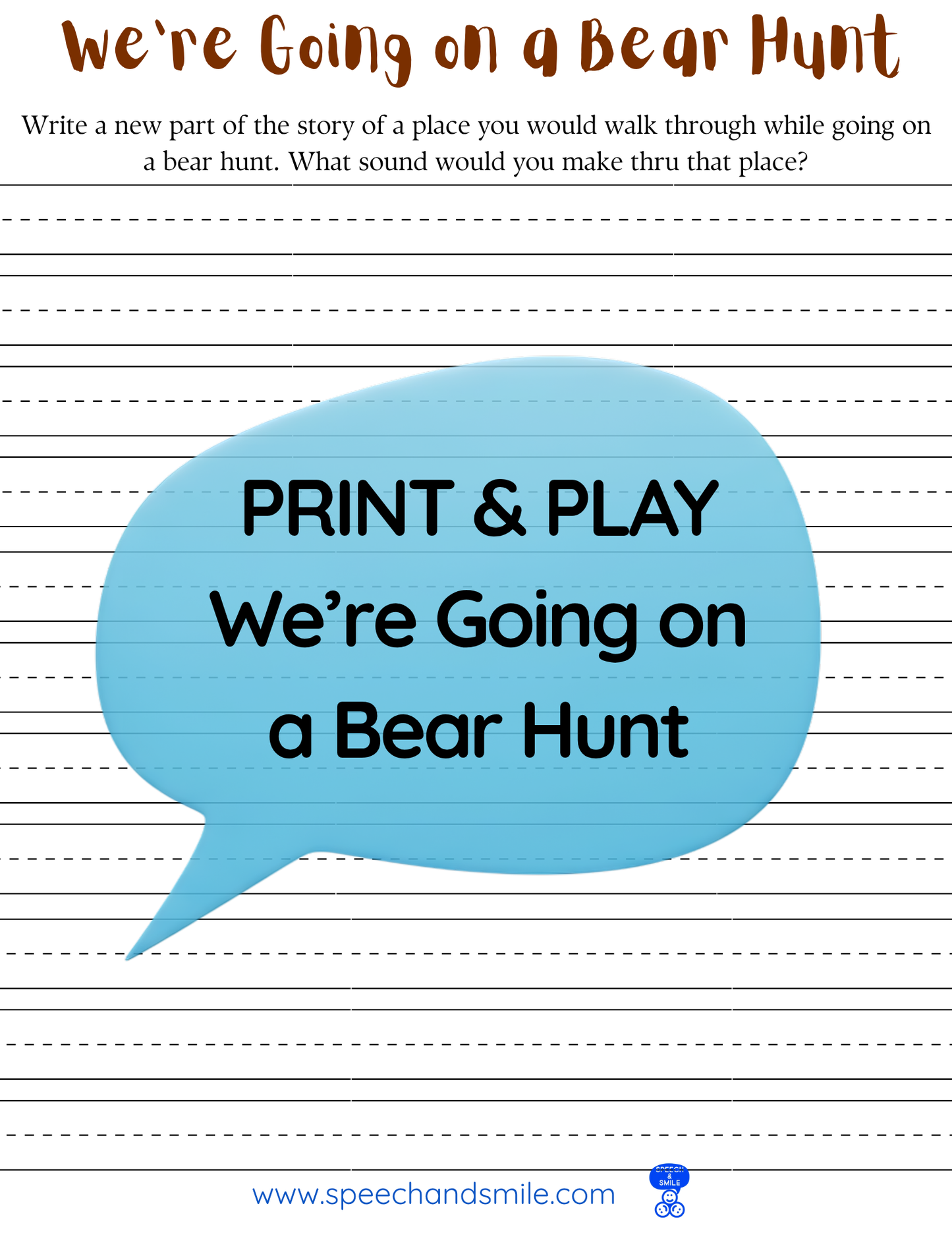 Say and Play Story Kit Companion Pack - We're Going on a Bear Hunt PRINTABLE ACTIVITIES Instant Download Book Extension
