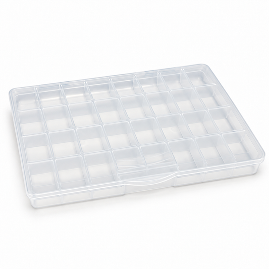 Clear 32-Compartment Organizer Case | Snap-Close Storage Box - DIY Craft Set