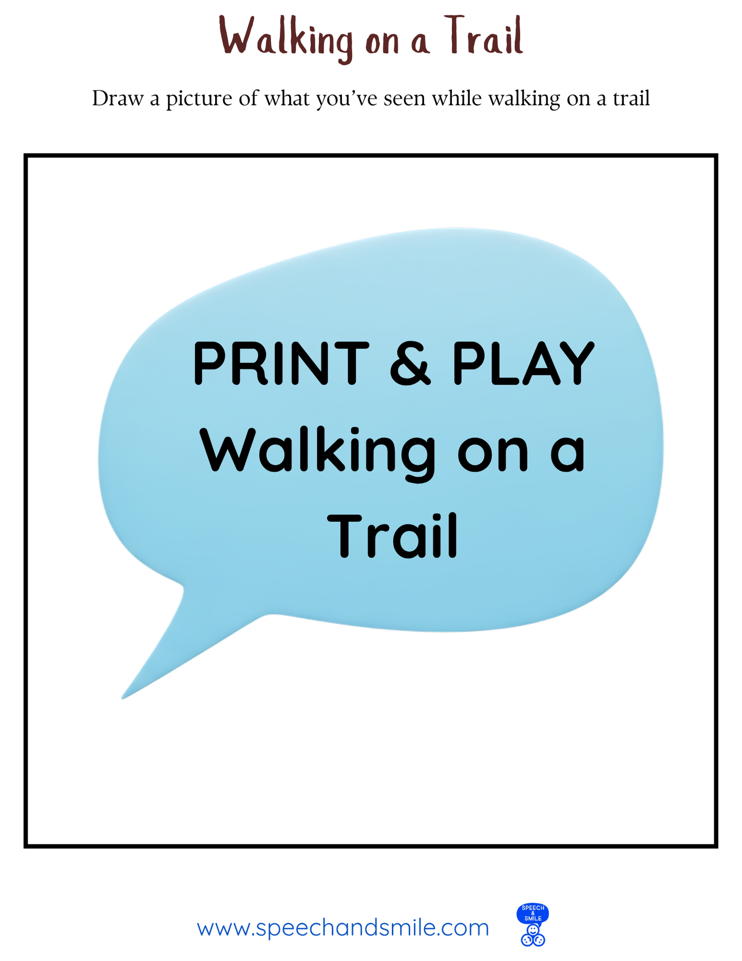 Say and Play Story Kit Companion Pack - Walking on a Trail - PRINTABLE ACTIVITIES Instant Download Book Extension