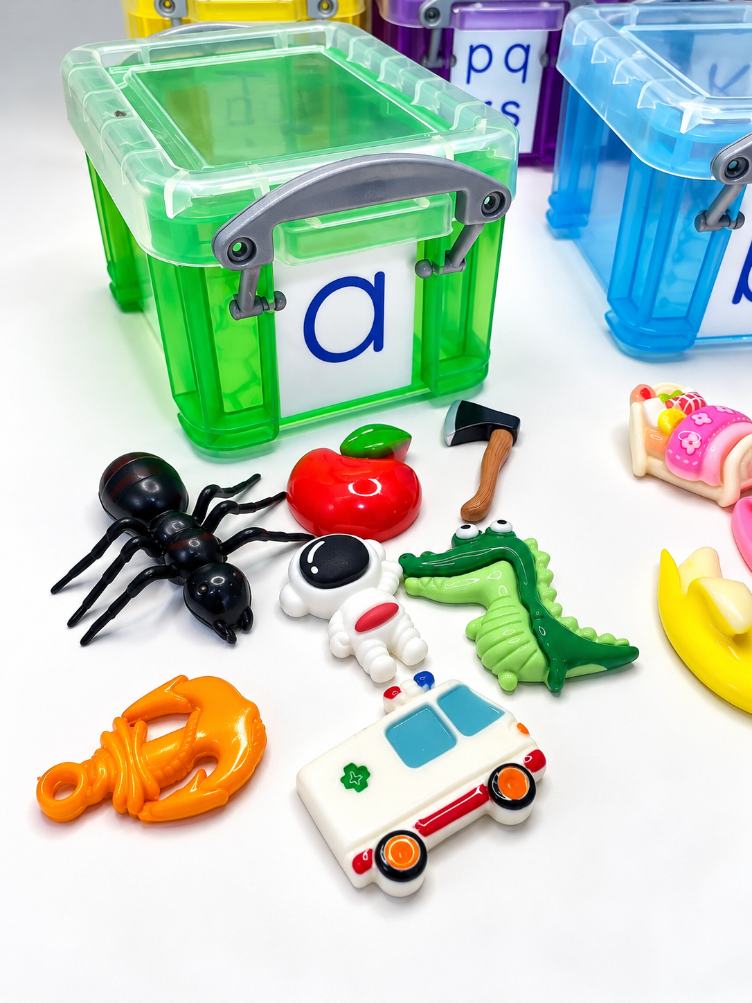Alphabet Objects Set -  7 Mini Objects per letter -LOWERCASE labeled - Beginning Sounds Speech Therapy