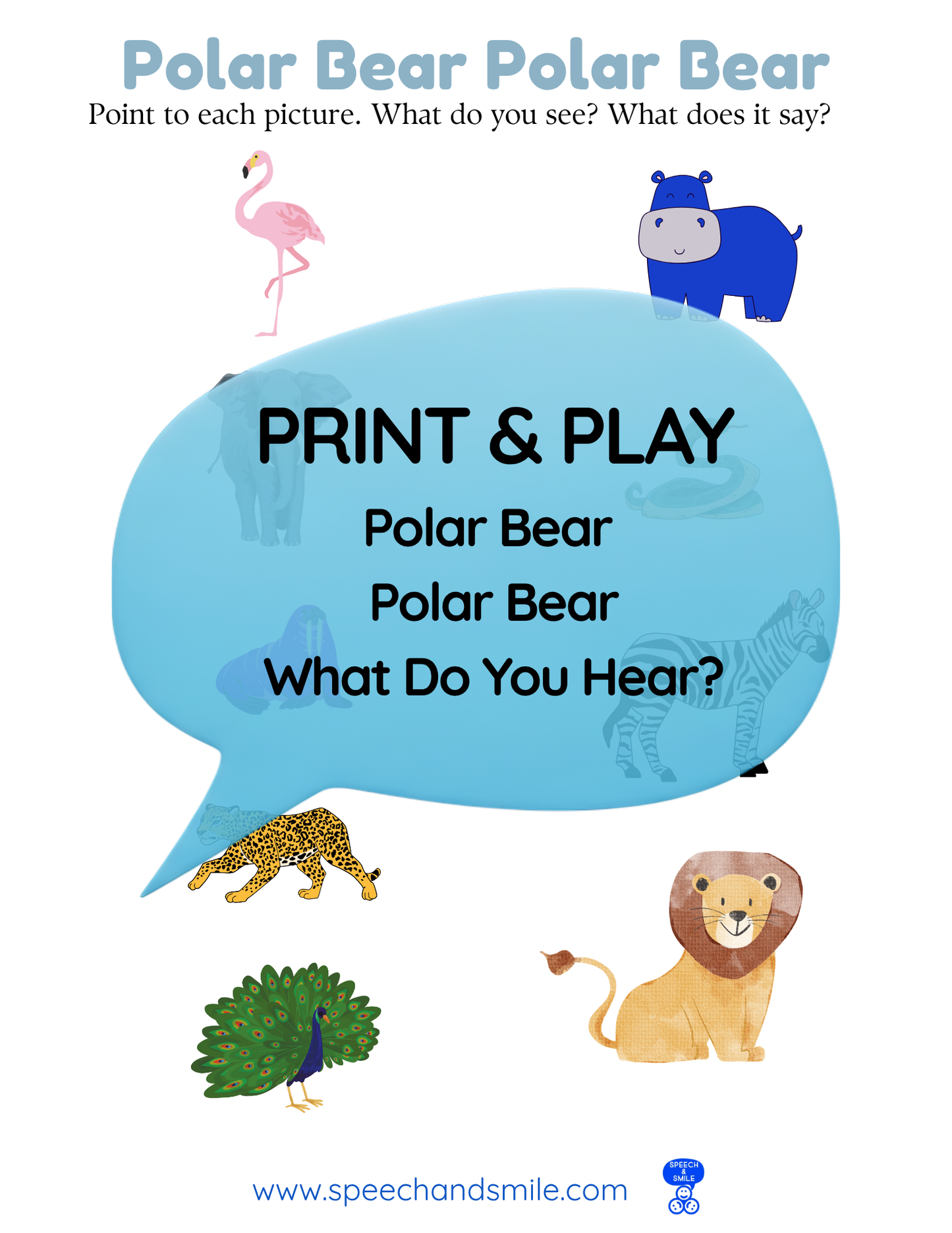Say and Play Story Kit Companion Pack – Polar Bear Polar Bear What do you Hear? PRINTABLE ACTIVITIES Instant Download Book Extension