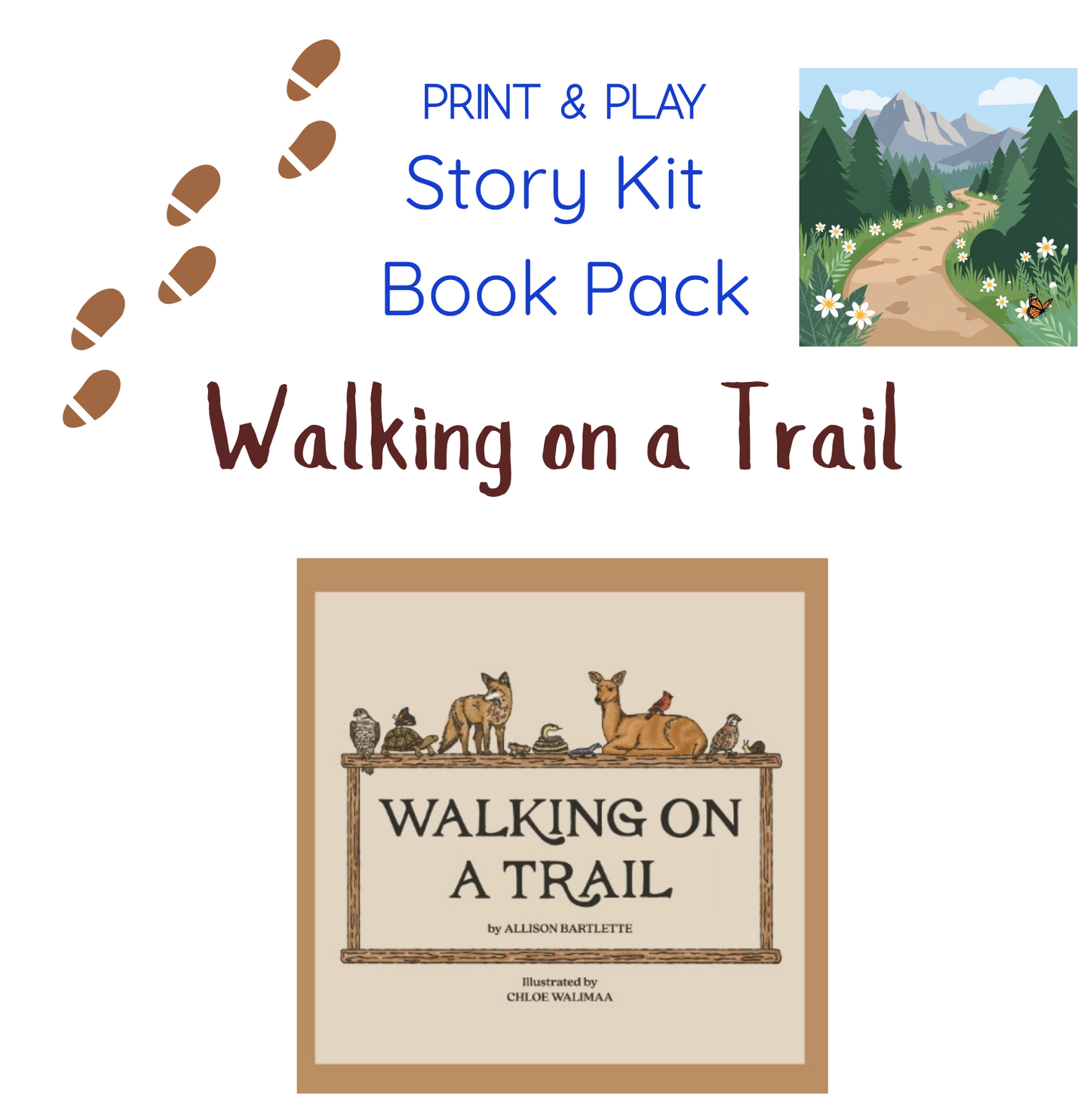 Say and Play Story Kit Companion Pack - Walking on a Trail - PRINTABLE ACTIVITIES Instant Download Book Extension