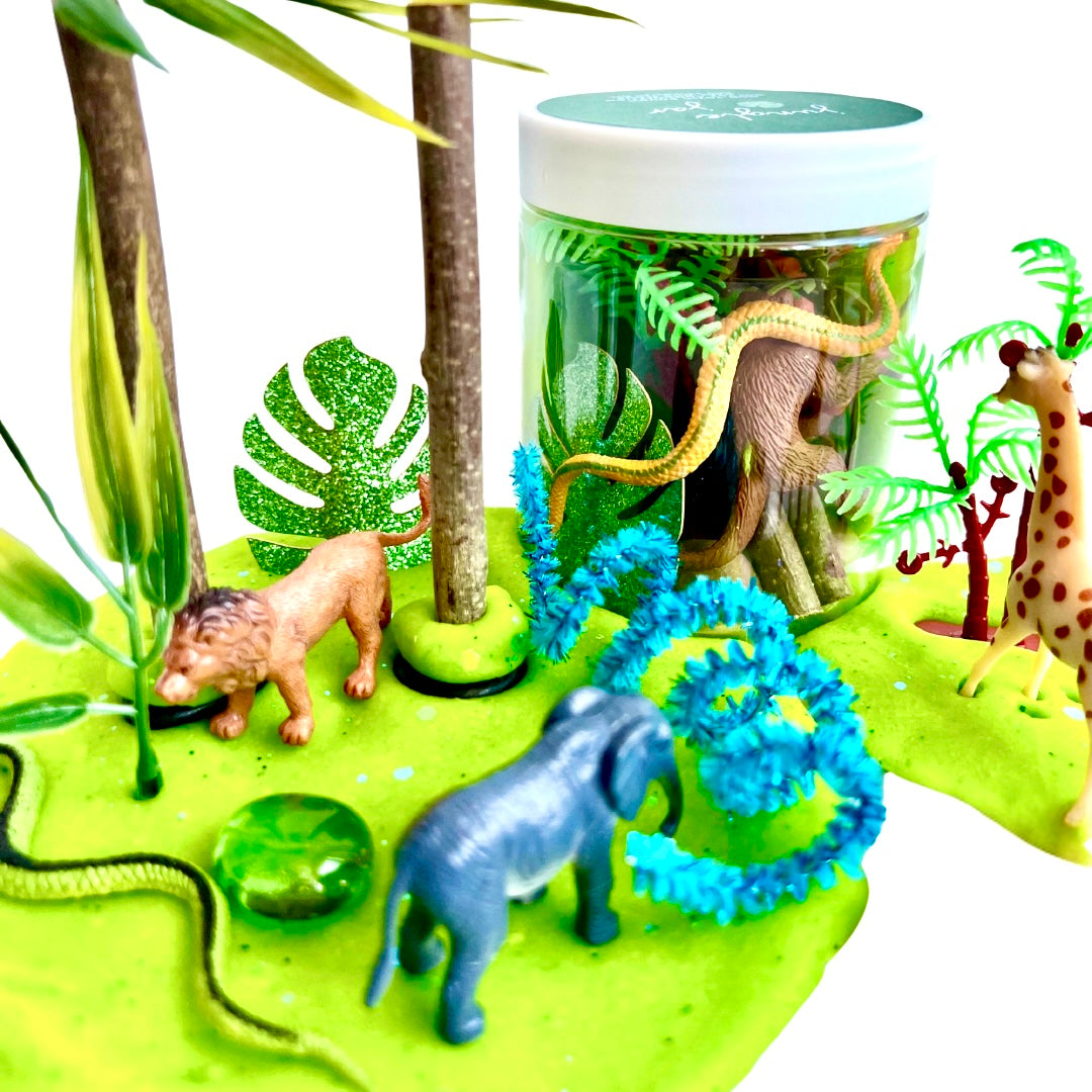 Jungle Theme Minis and Safari Animals Playdough Kit