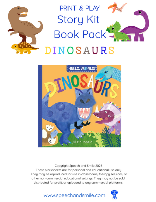 Dinosaurs Book pack - PRINTABLE ACTIVITIES Instant Download Book Companion