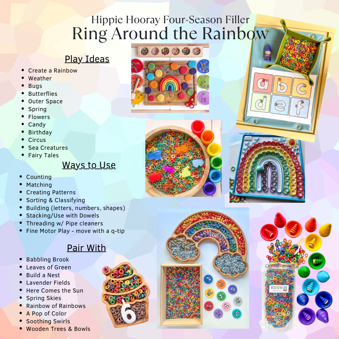 Ring Around the Rainbow Sensory Bin Filler - Color Sorting Activity and Add on with Mini Objects