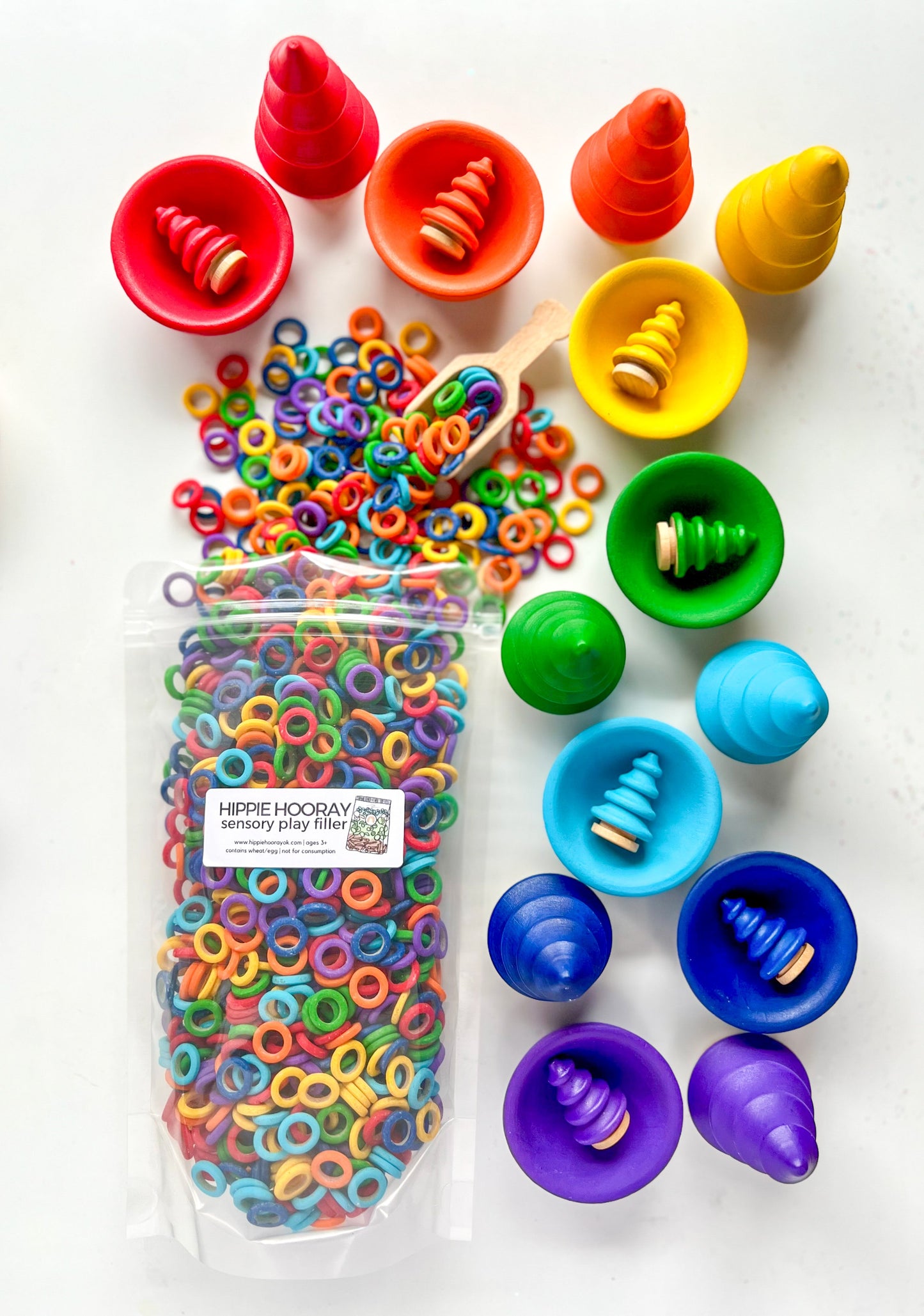 Ring Around the Rainbow Sensory Bin Filler - Color Sorting Activity and Add on with Mini Objects