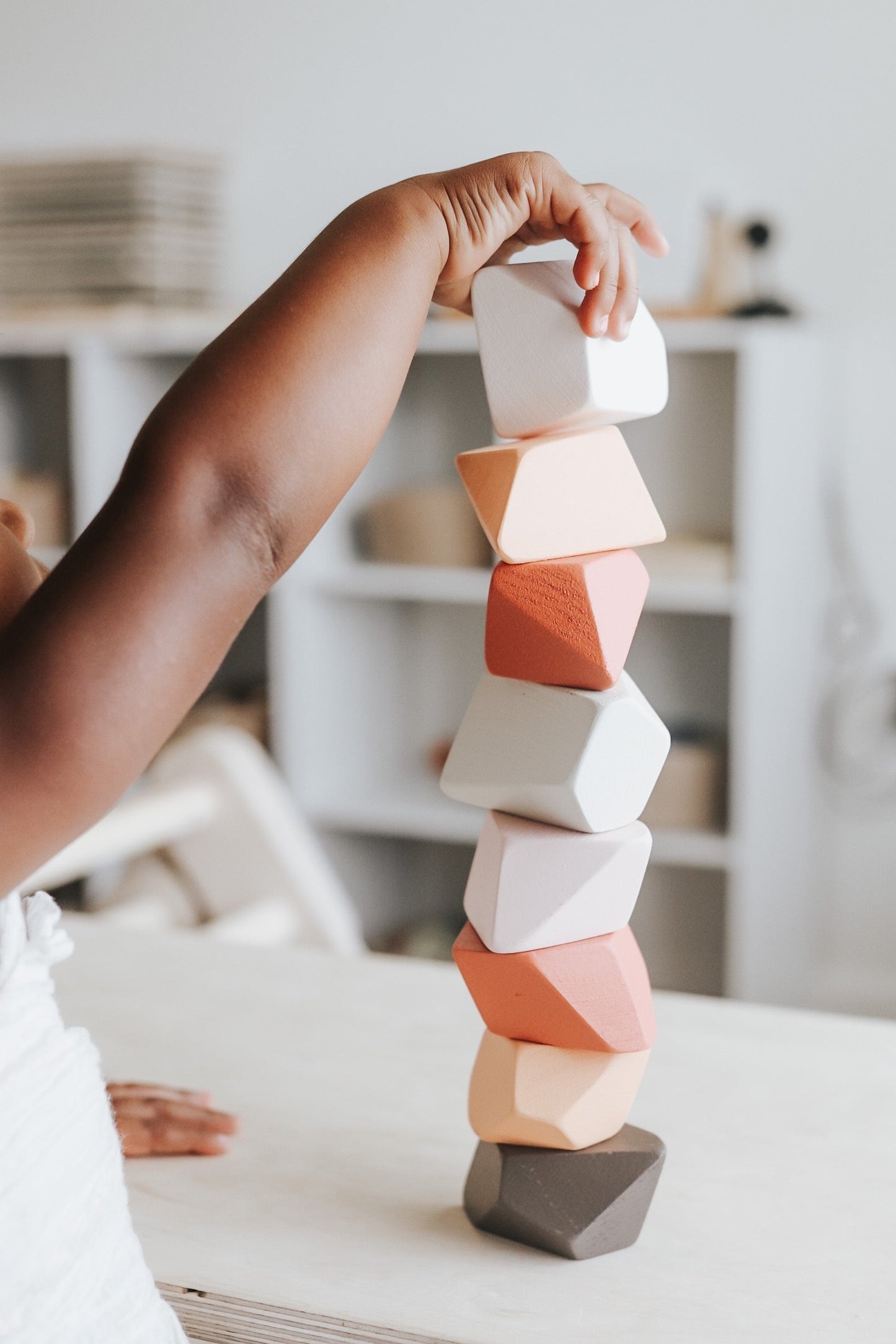 Rock Blocks - Stacking Blocks Ginger | Montessori Building Set of 8