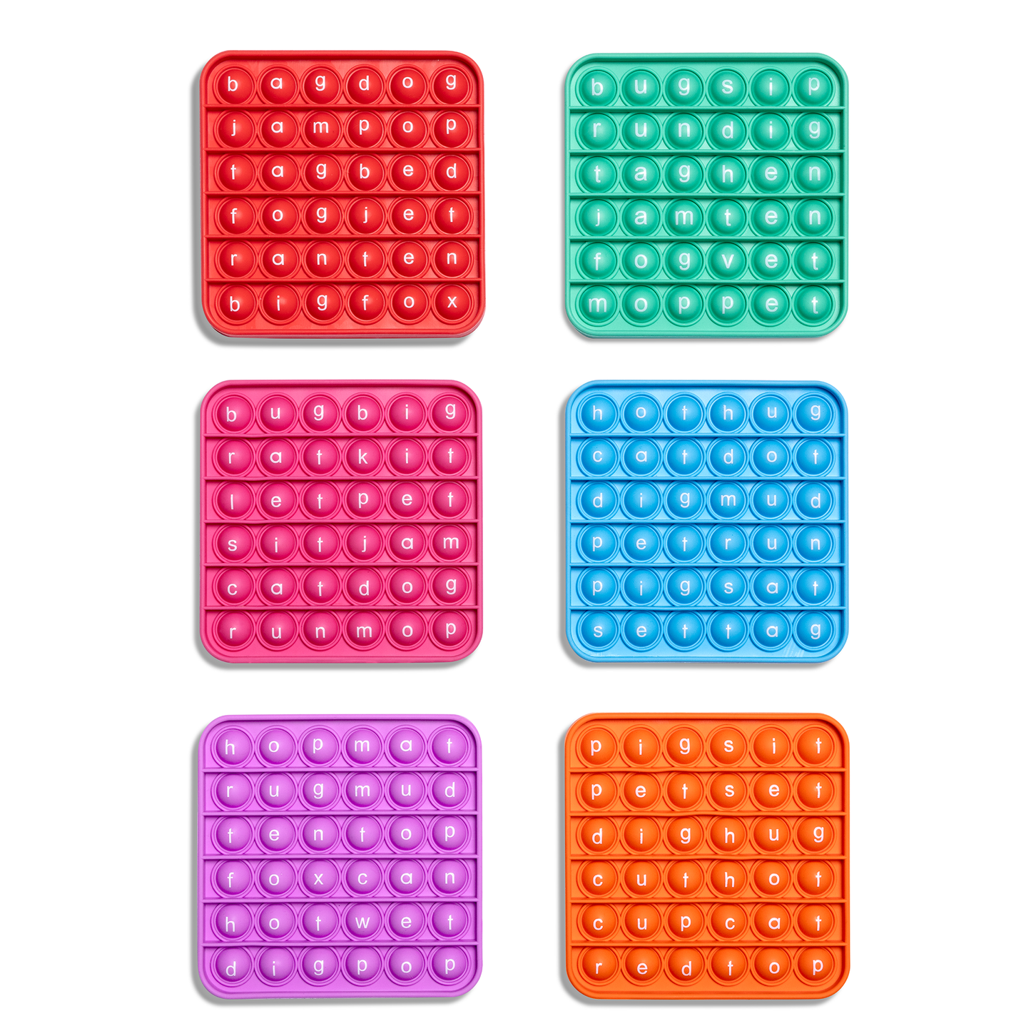 Popper Mats Fidget Tools 6 Extra CVC Fidget Mats (Word Pop)