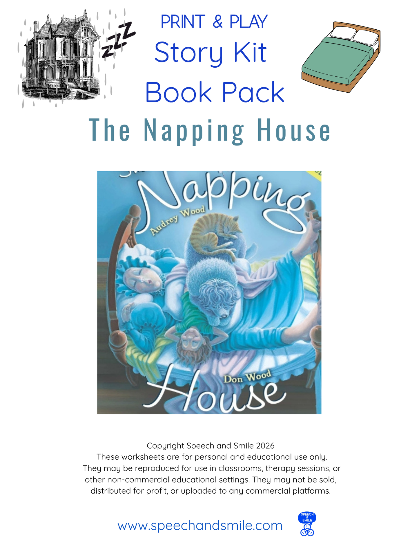 Story Kit Book Pack – The Napping House -PRINTABLE ACTIVITIES Instant Download Book Companion