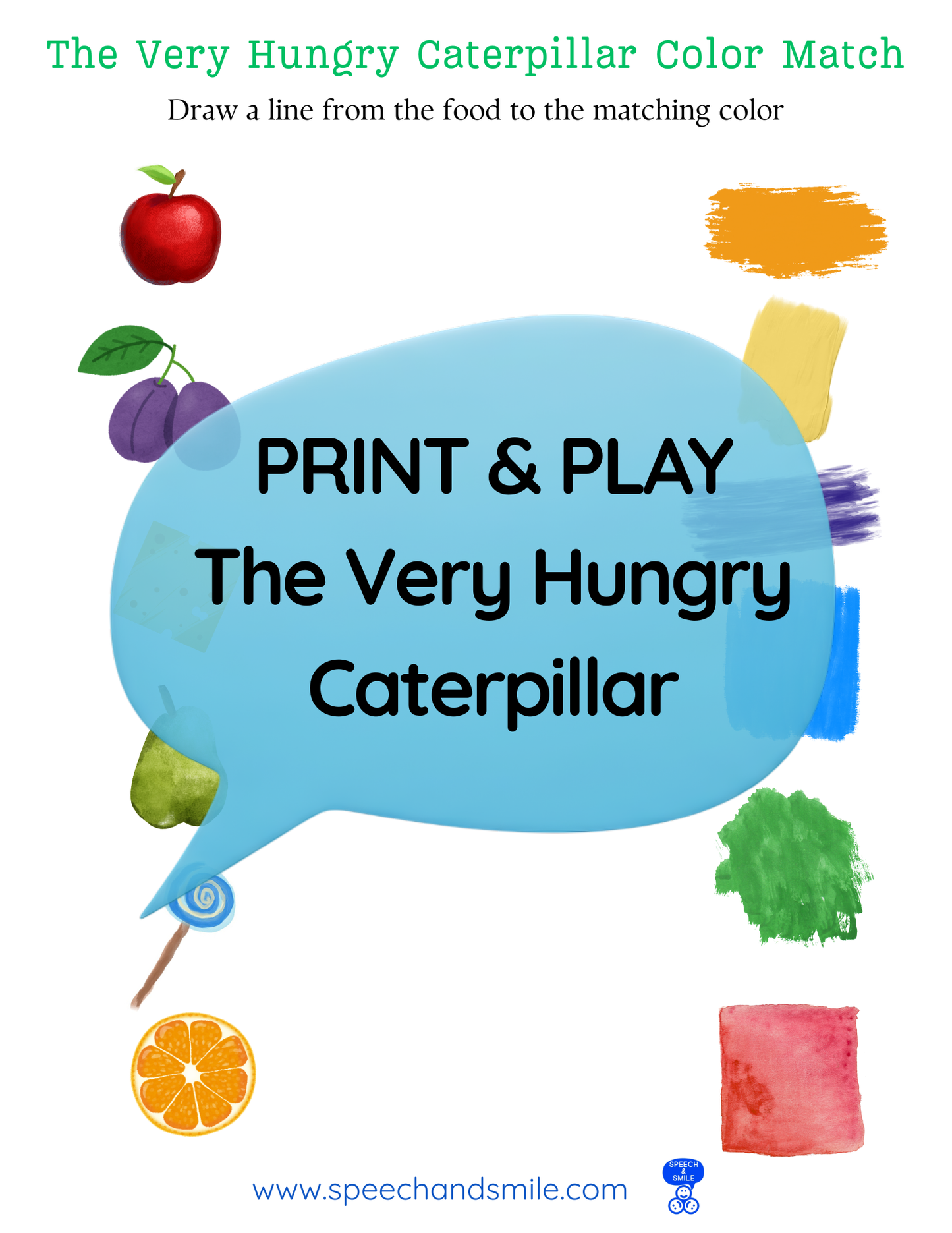 Say and Play Story Kit Companion Pack – The Very Hungry Caterpillar PRINTABLE ACTIVITIES Speech & Language Instant Download Book Extension