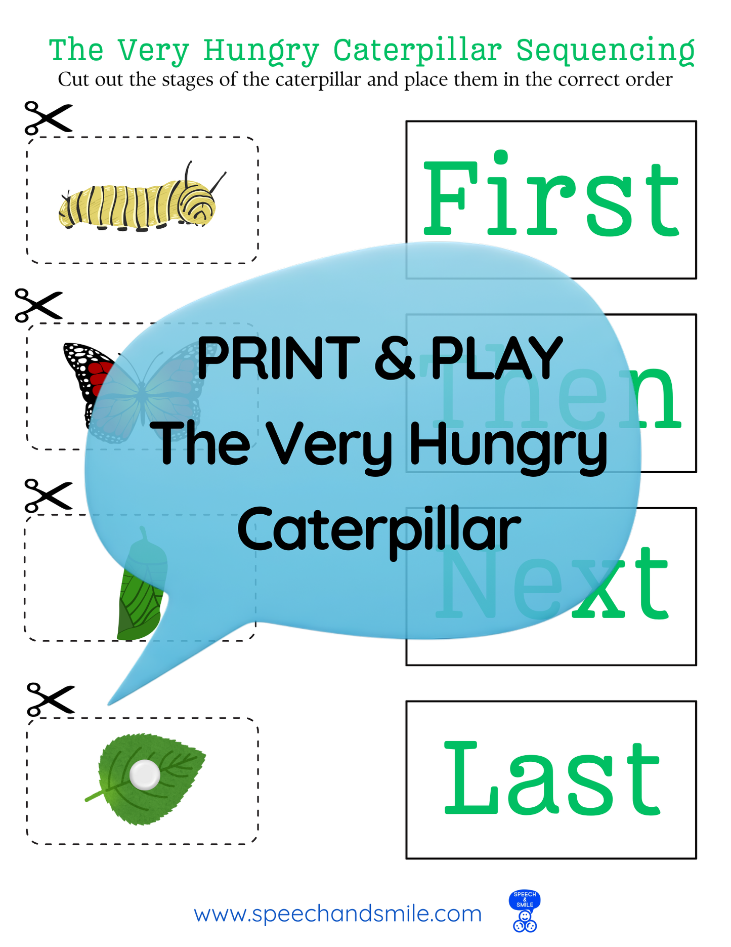 Say and Play Story Kit Companion Pack – The Very Hungry Caterpillar PRINTABLE ACTIVITIES Speech & Language Instant Download Book Extension