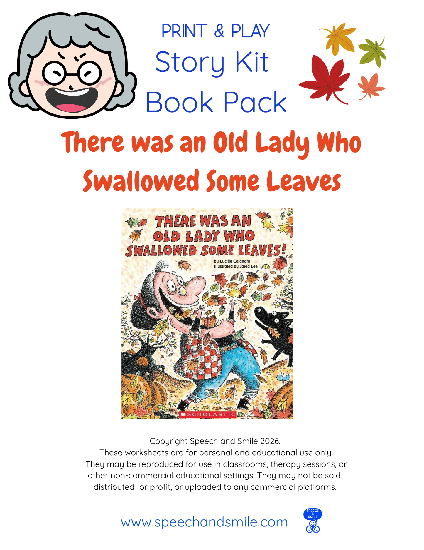 There Was an Old Lady Who Swallowed Some Leaves Book Activity - Print and Play Download Activity (Copy)