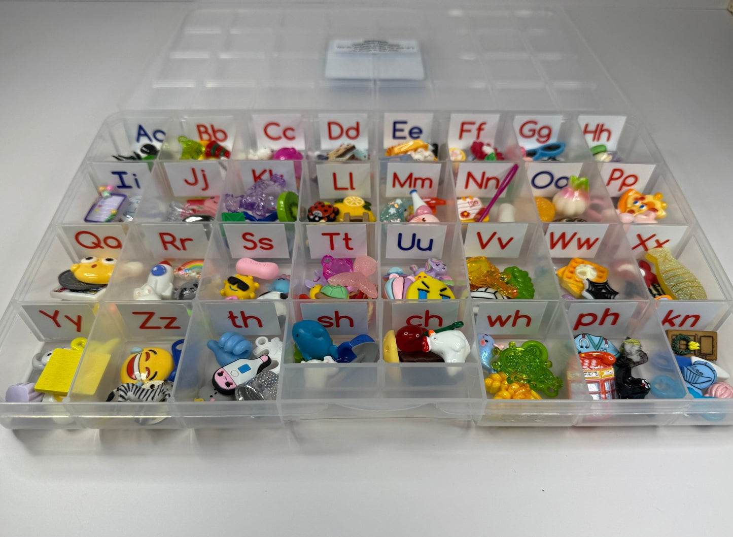 Alphabet Mini Objects Set – Phonics & Digraphs Kit | Montessori Sound Set Speech Therapy Trinkets | Say and Play Mini Objects - Speech and Smile