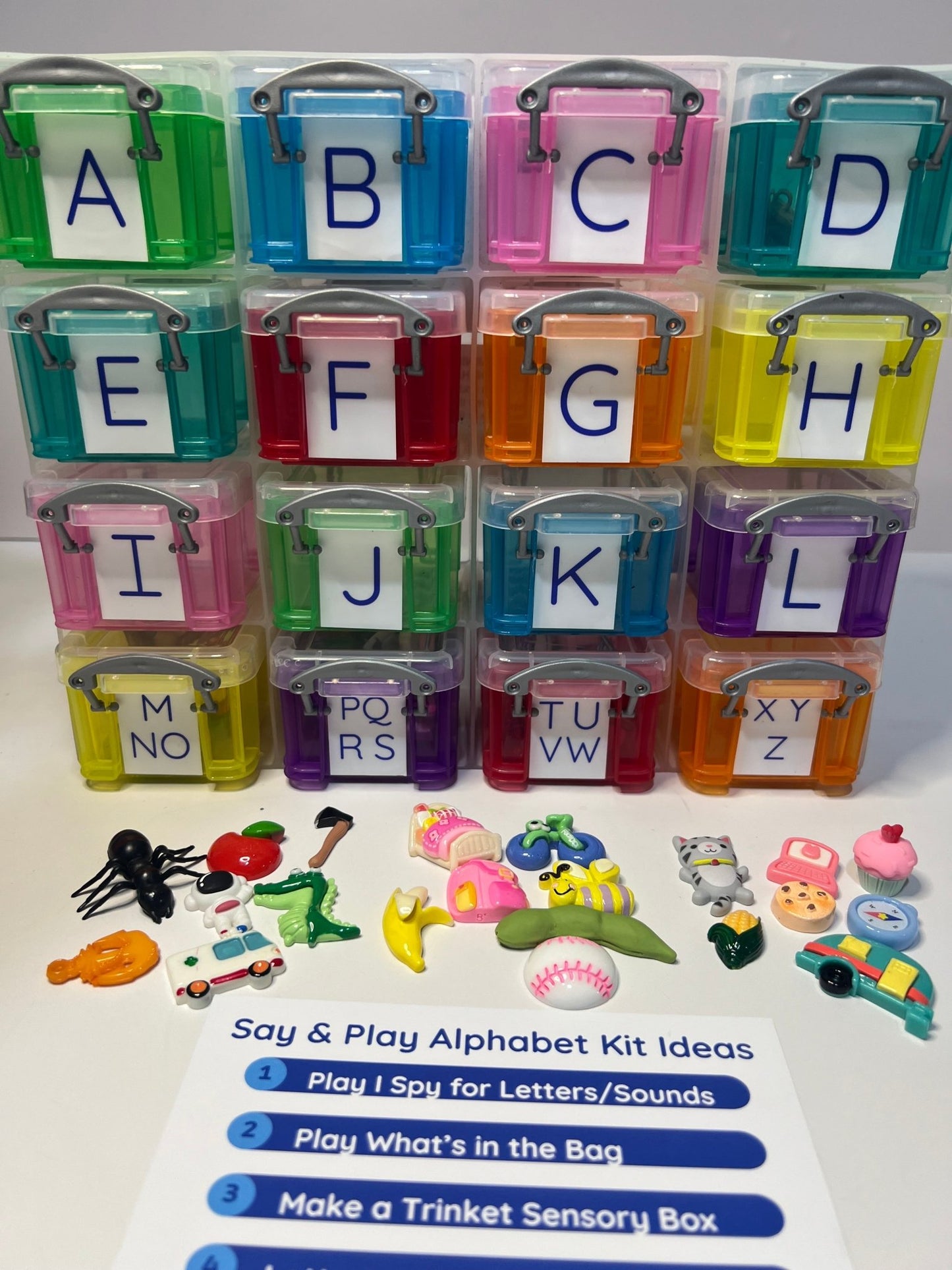 Alphabet Objects in Storage BEST SELLER Trinkets Beginning Sound Mini Objects Speech Therapy Preschool Montessori Sound Objects - Speech and Smile
