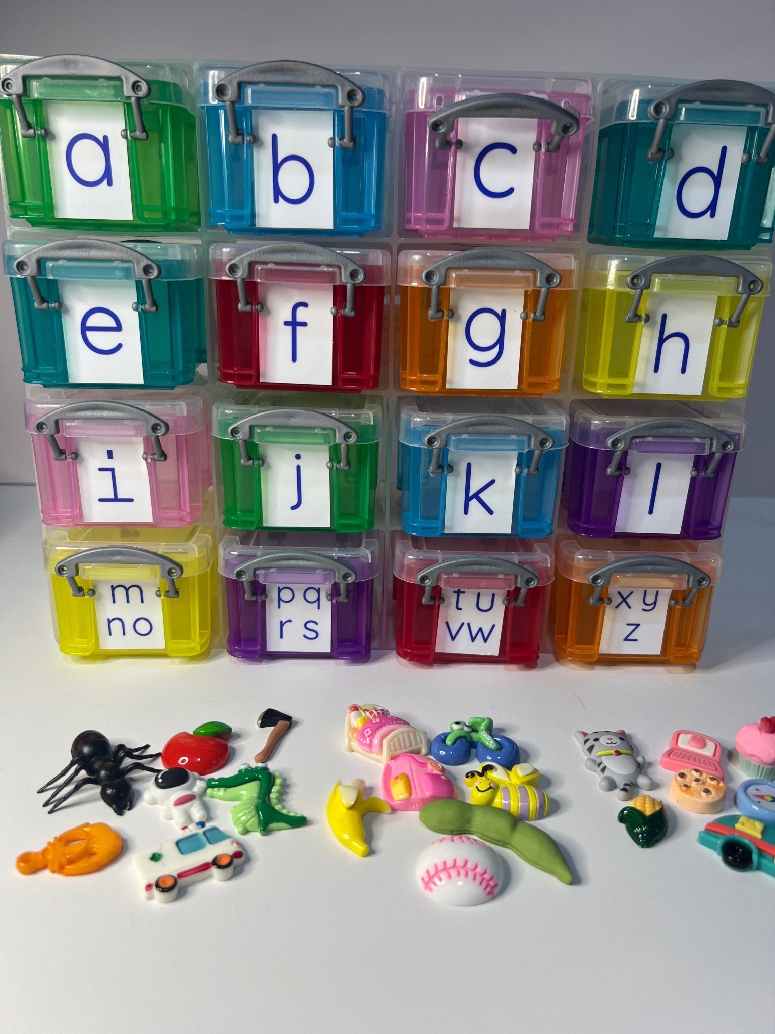 Alphabet Objects in Storage BEST SELLER Trinkets Beginning Sound Mini Objects Speech Therapy Preschool Montessori Sound Objects - Speech and Smile