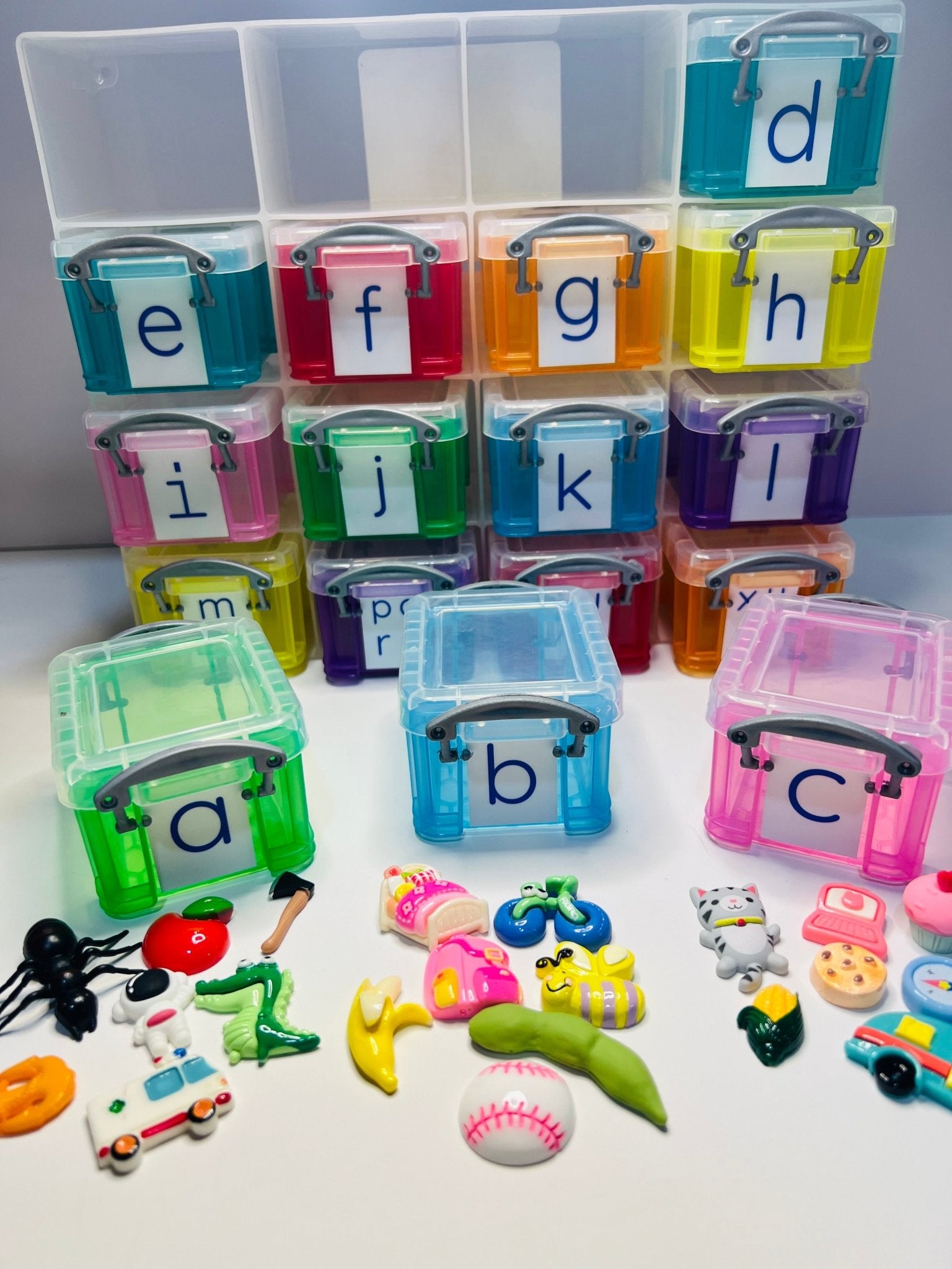 Alphabet Objects in Storage BEST SELLER Trinkets Beginning Sound Mini Objects Speech Therapy Preschool Montessori Sound Objects - Speech and Smile