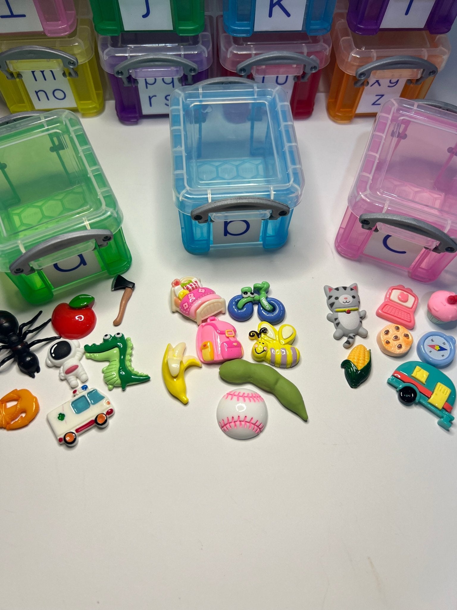 Alphabet Objects in Storage BEST SELLER Trinkets Beginning Sound Mini Objects Speech Therapy Preschool Montessori Sound Objects - Speech and Smile