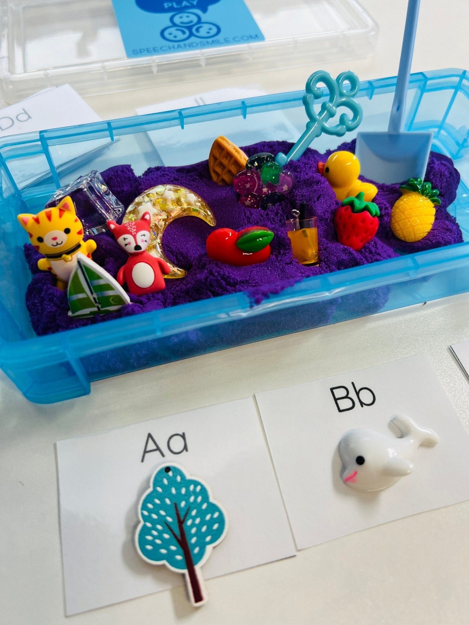 Alphabet Objects Spanish with Sensory Play Beginning Sound Objects in Spanish Montessori Bilingual Speech Therapy Mini Objects - Speech and Smile