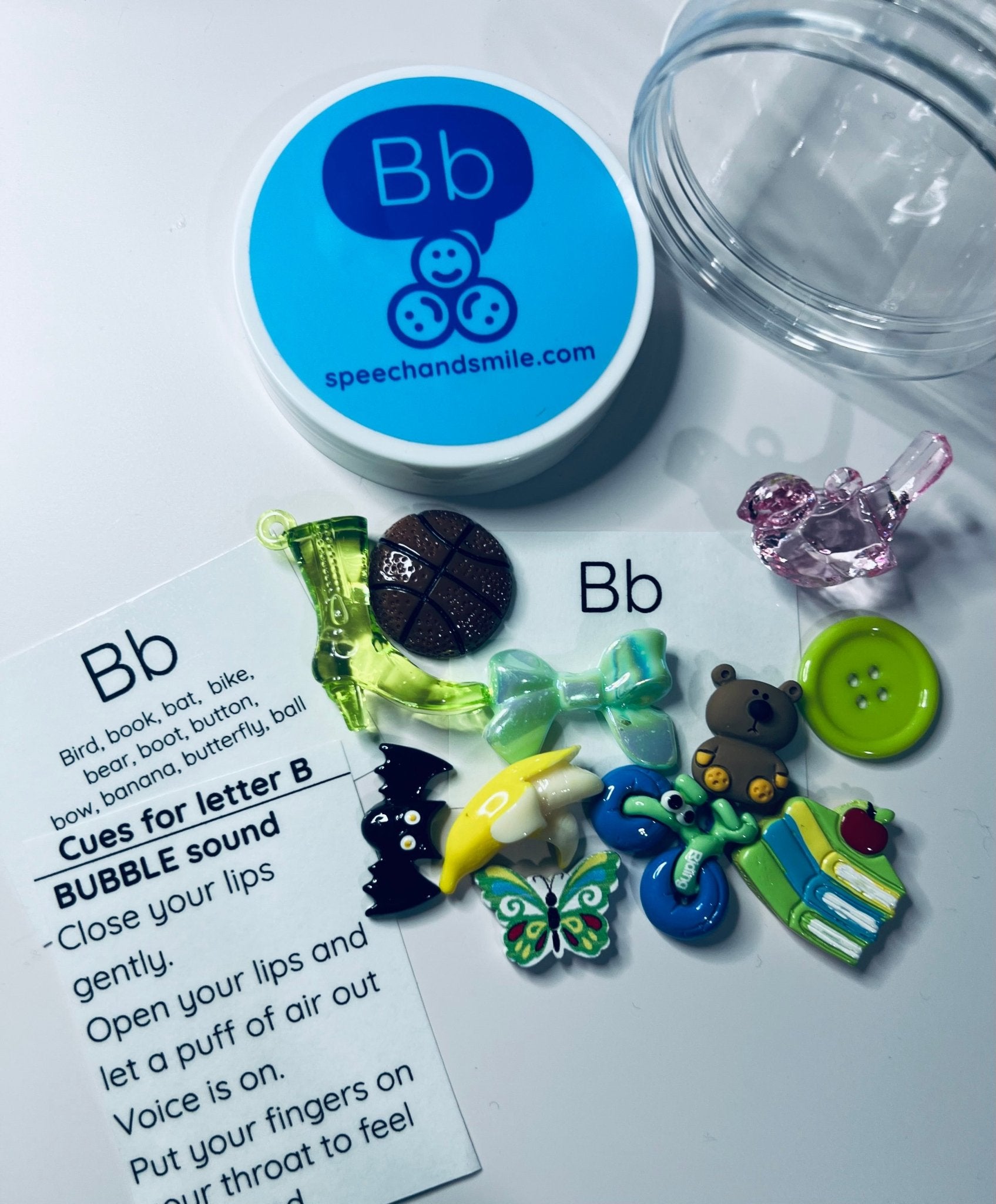 Alphabet Sound Jars – 7 Mini Objects per Jar - Beginning Sound Objects for Speech Therapy, Montessori, and Phonics Activities - Speech and Smile