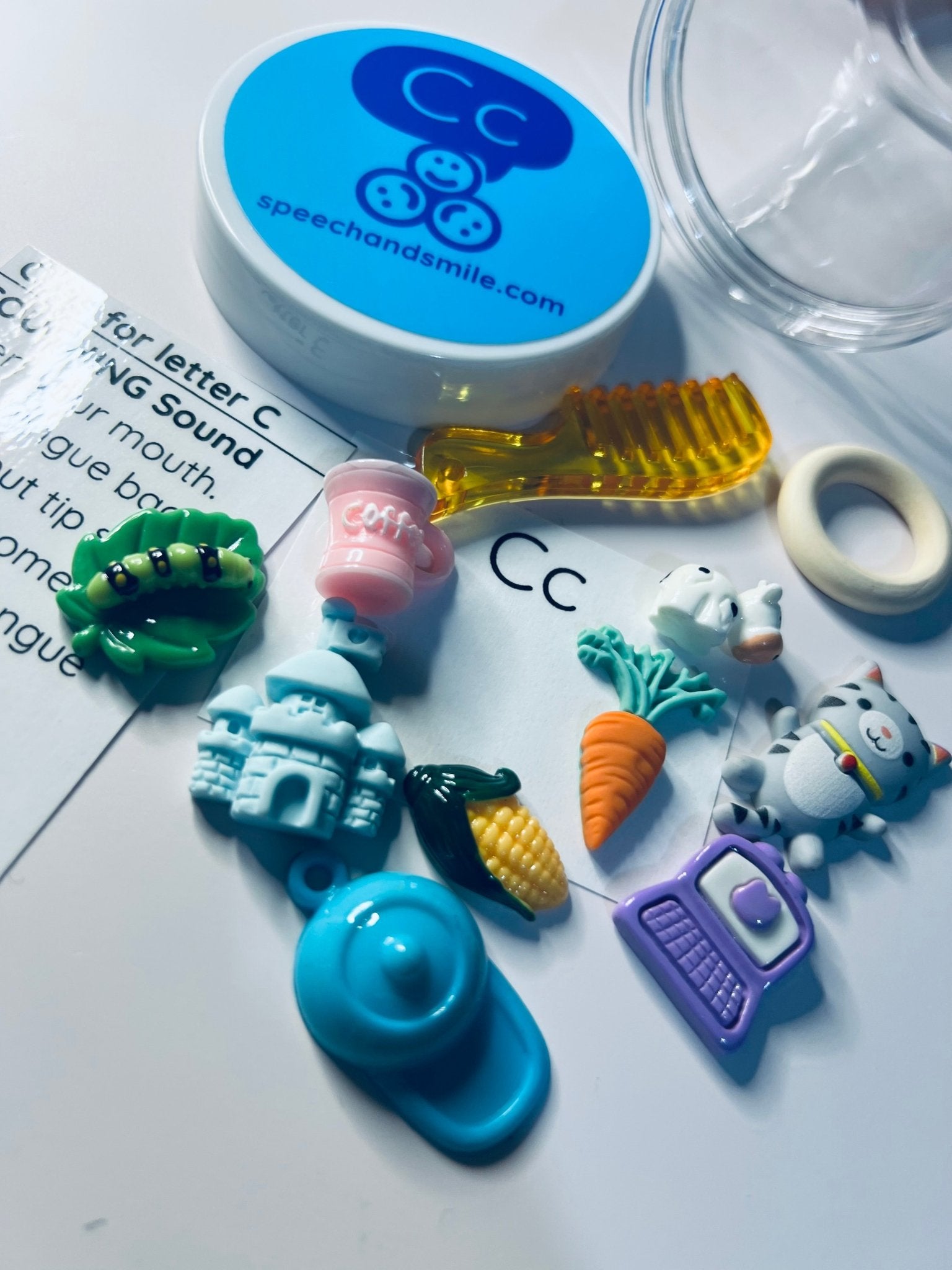 Alphabet Sound Jars – 7 Mini Objects per Jar - Beginning Sound Objects for Speech Therapy, Montessori, and Phonics Activities - Speech and Smile