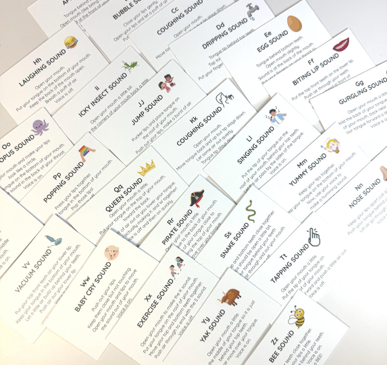 Alphabet Sound Tip Cards – Double - Sided Cards for learning Letter on Front, Sound Tips on Back - Speech and Smile