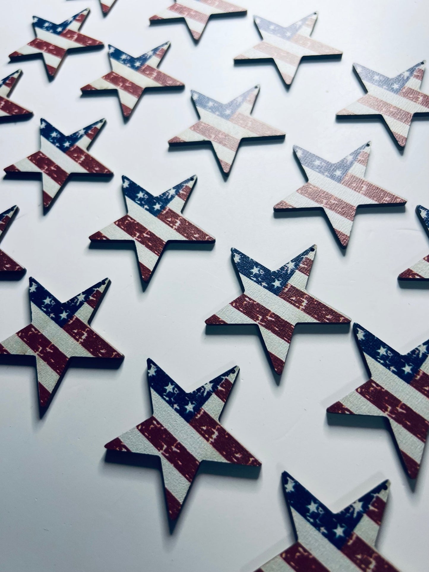 American Flag STAR Objects for Fourth of July Wood Cut Stars - Speech and Smile