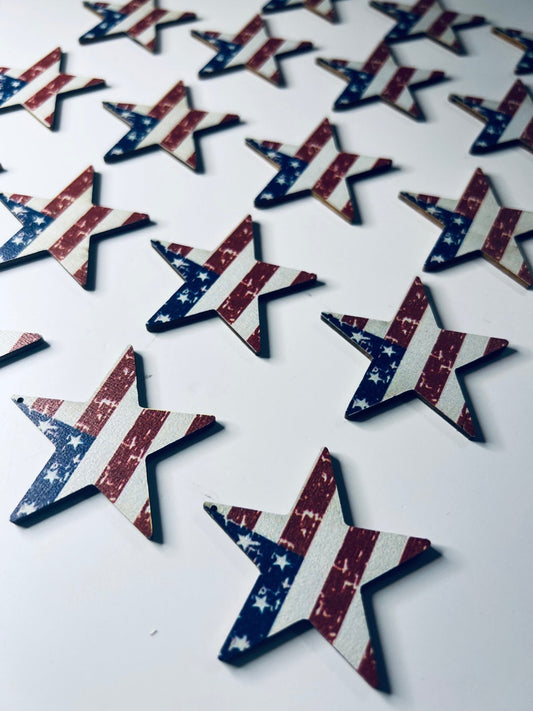 American Flag STAR Objects for Fourth of July Wood Cut Stars - Speech and Smile