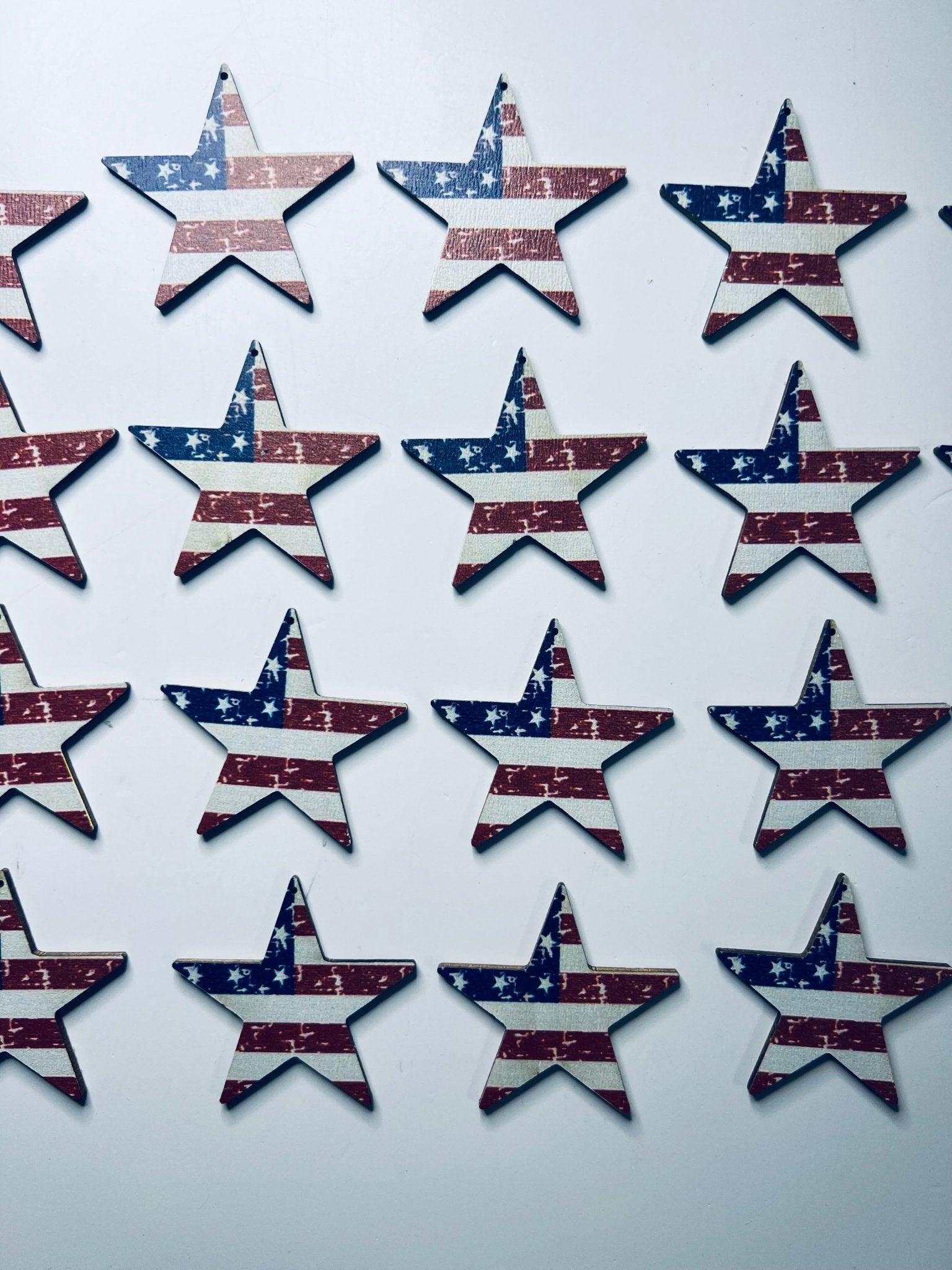 American Flag STAR Objects for Fourth of July Wood Cut Stars - Speech and Smile