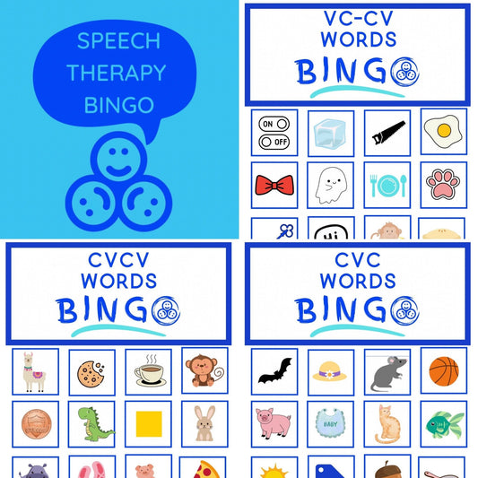 Apraxia Bingo Boards - PRINTABLE Speech Therapy Activity - VC - CV - CvCv - CvC words - Speech Therapy Mini Objects - Speech Therapy Printable for Apraxia - Speech and Smile